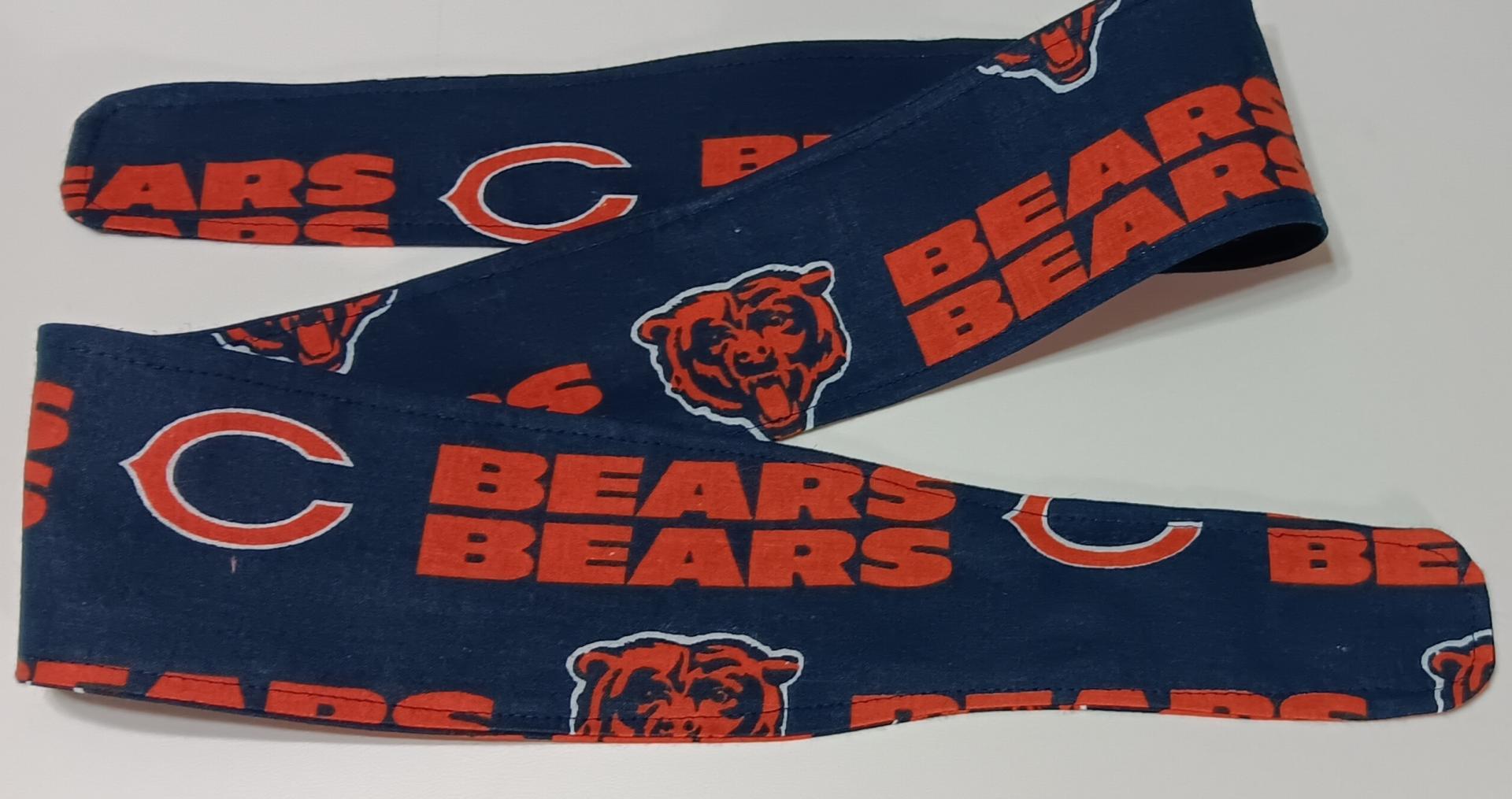 Handmade Chicago Bears headband, 3" wide, self tie, hair tie, pin up style, scarf, bandana
