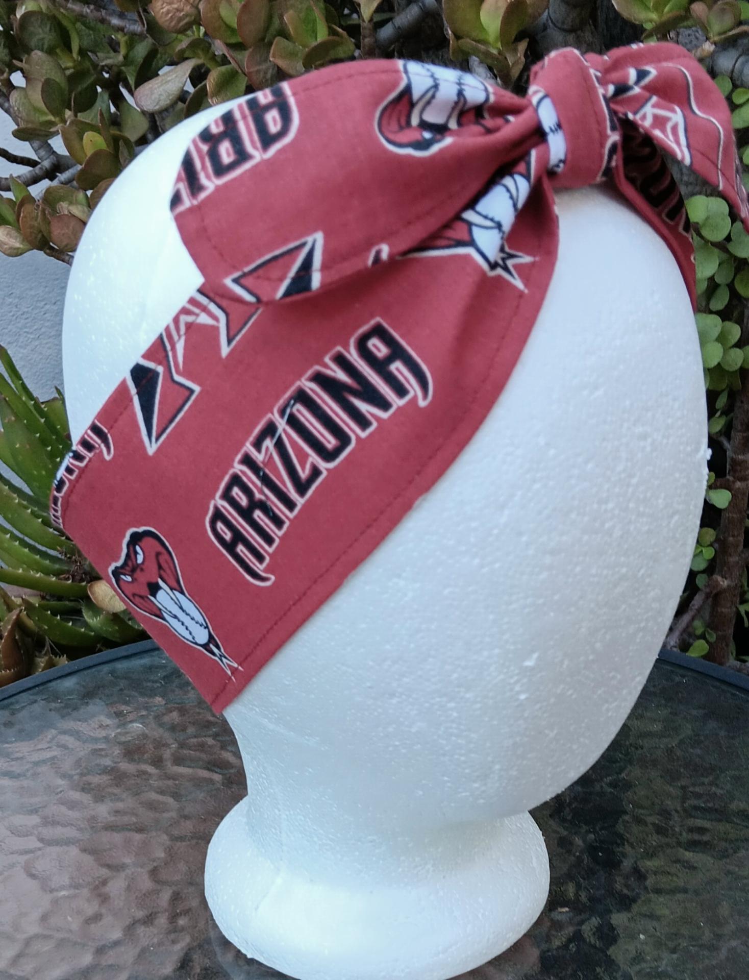 3” Wide Arizona Diamondbacks headband, Sedona red. handmade, hair tie, scarf, pin up style, hair wrap, retro, rockabilly, scarf, baseball
