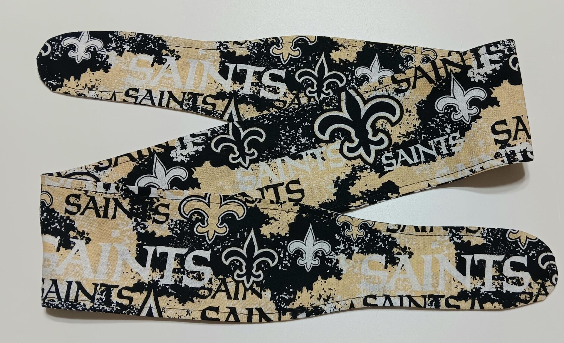 3” Wide New Orleans Saints headband, hair wrap, self tie, pin up style, scarf, bandana, retro style, rockabilly, Louisiana