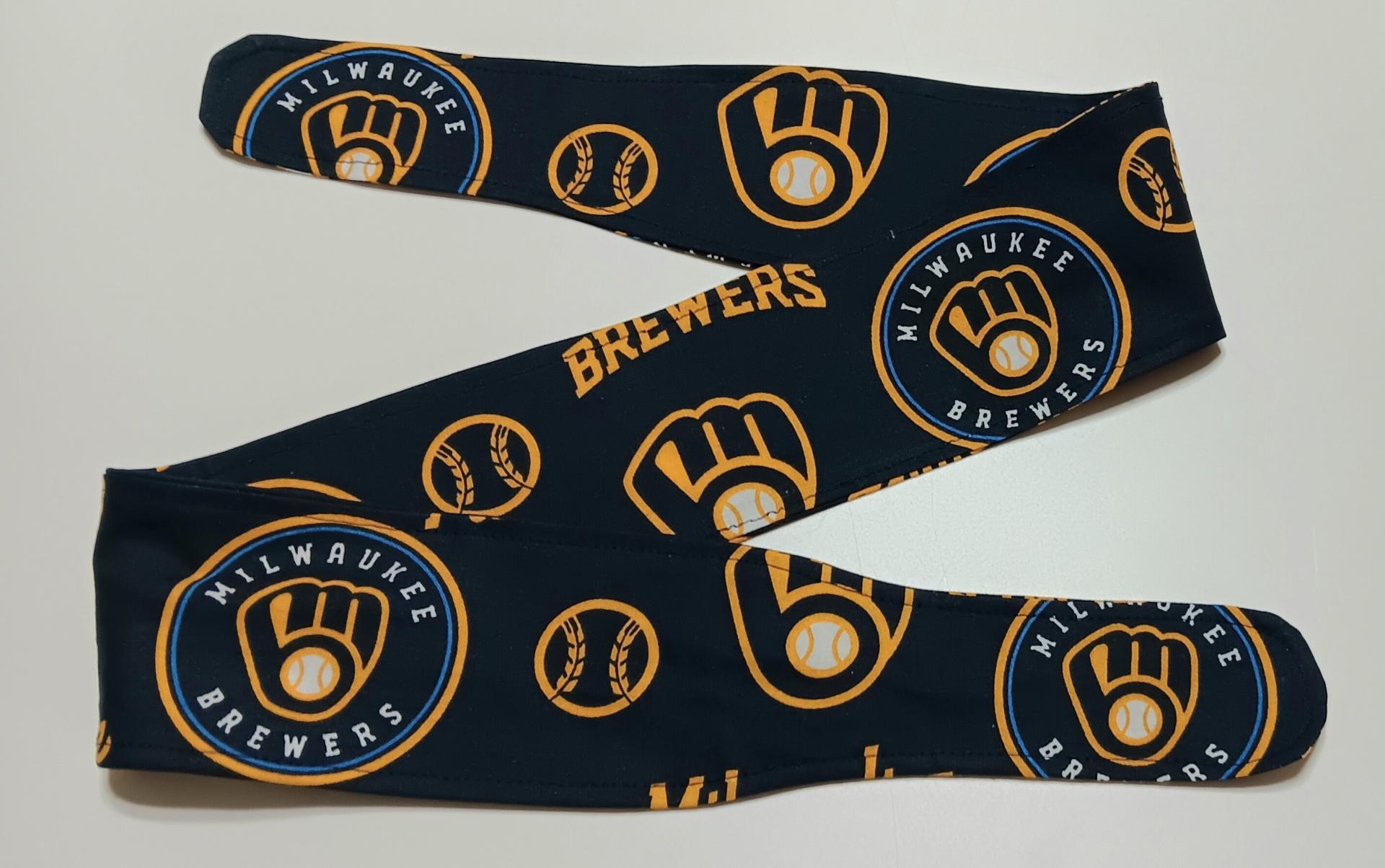 3” Wide Milwaukee Brewers Headband, Wisconsin, hair wrap, pin up, hair tie, top knot, retro style hair accessory, scarf, rockabilly, handmade 