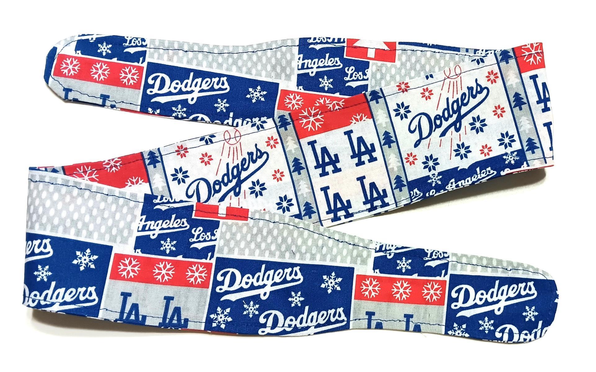 3” Wide LA Dodgers headband,  handmade, self-tie, Christmas winter theme, hair tie, scarf, pin up style, hair wrap, retro style, rockabilly