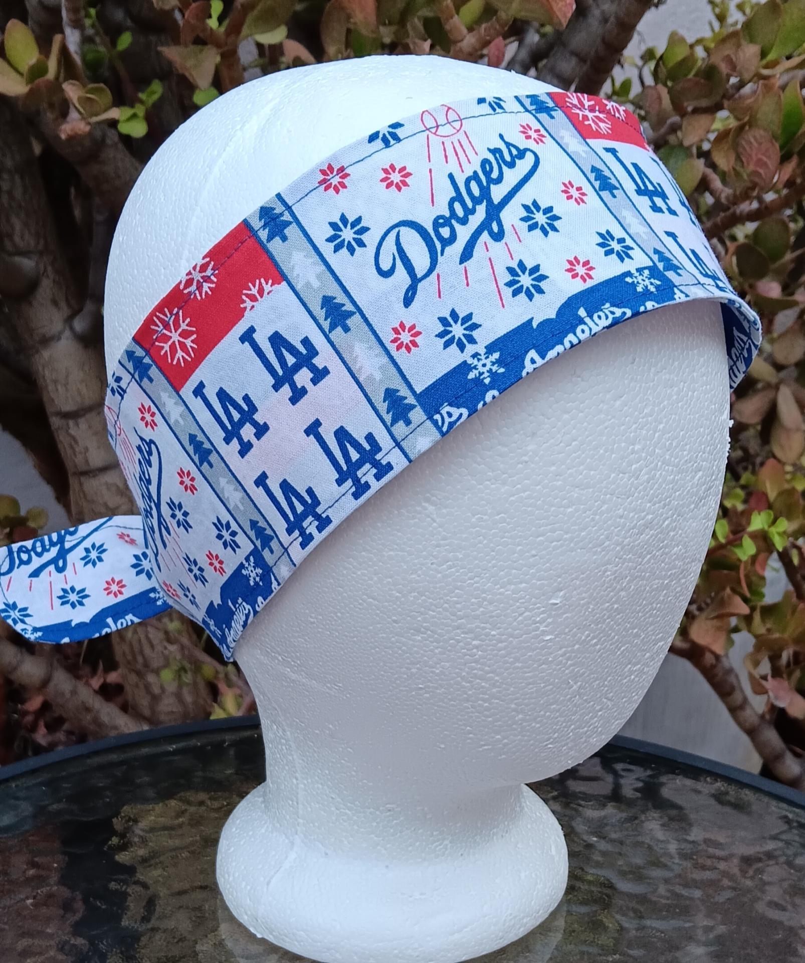 3” Wide LA Dodgers headband,  handmade, self-tie, Christmas winter theme, hair tie, scarf, pin up style, hair wrap, retro style, rockabilly