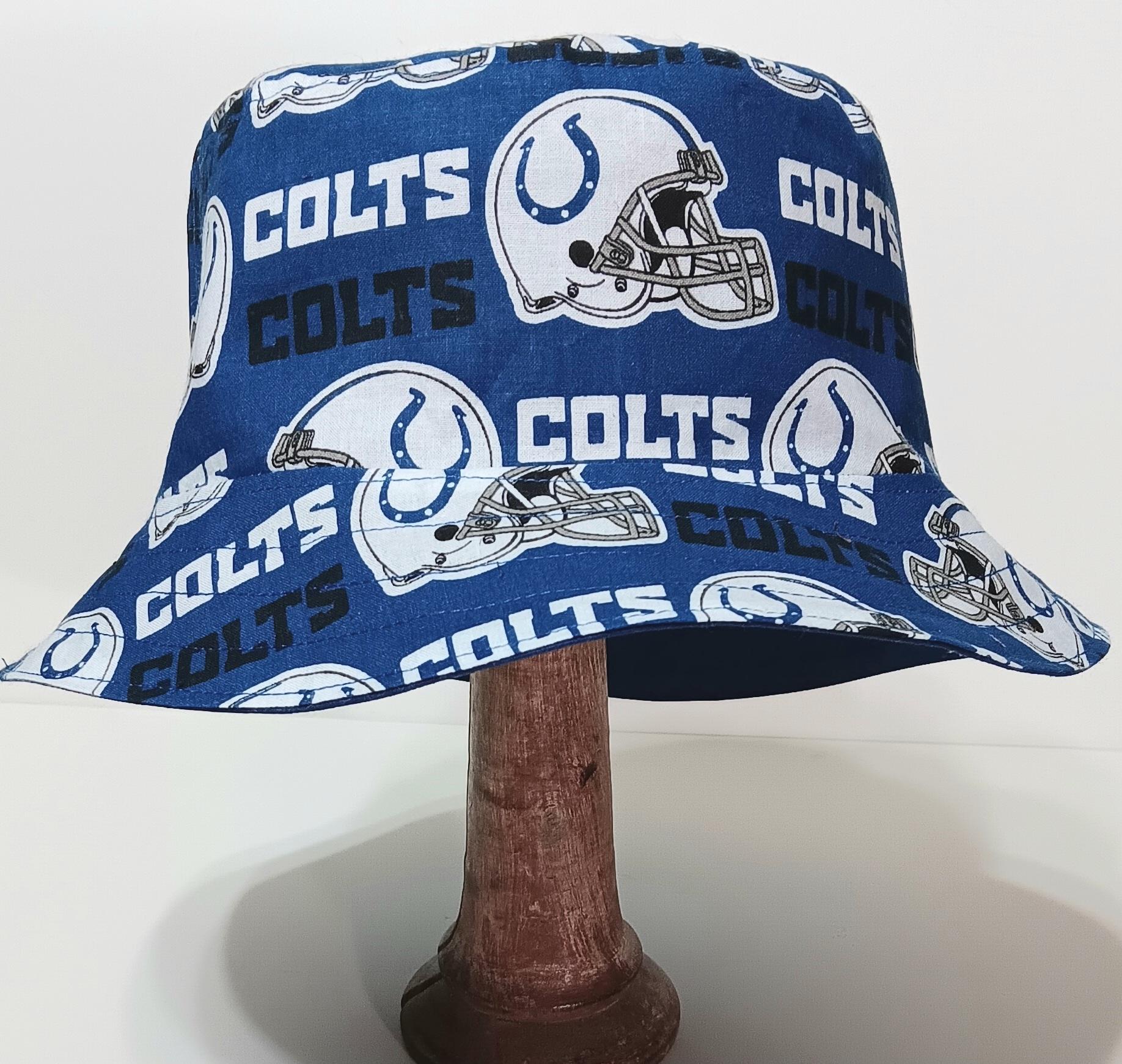 Indianapolis Colts Bucket Hat, Reversible, Unisex Sizes up to 4XL, handmade, cotton, summer fishing hat, sun hat, floppy hat, ponytail hat, adults or older children
