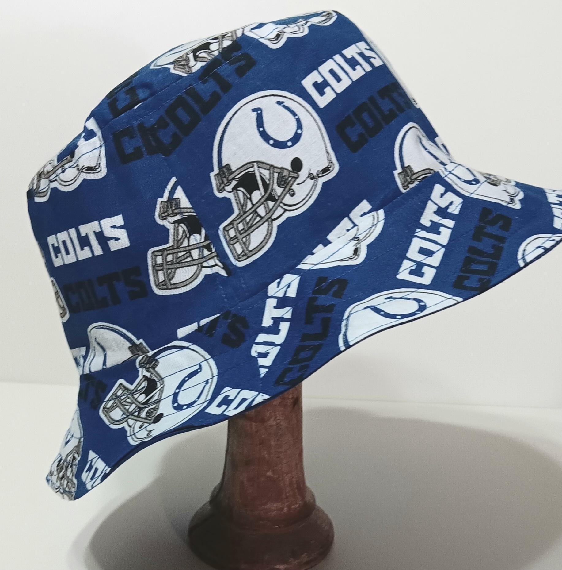 Indianapolis Colts Bucket Hat, Reversible, Unisex Sizes up to 4XL, handmade, cotton, summer fishing hat, sun hat, floppy hat, ponytail hat, adults or older children