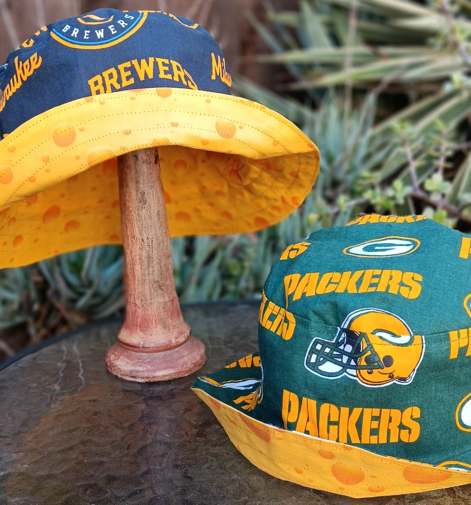 Milwaukee Brewers / Cheese Bucket Hat, Reversible, Sizes up to 4XL, Cheesehead, Wisconsin, handmade, fishing hat, ponytail hat, floppy hat, adults or older children