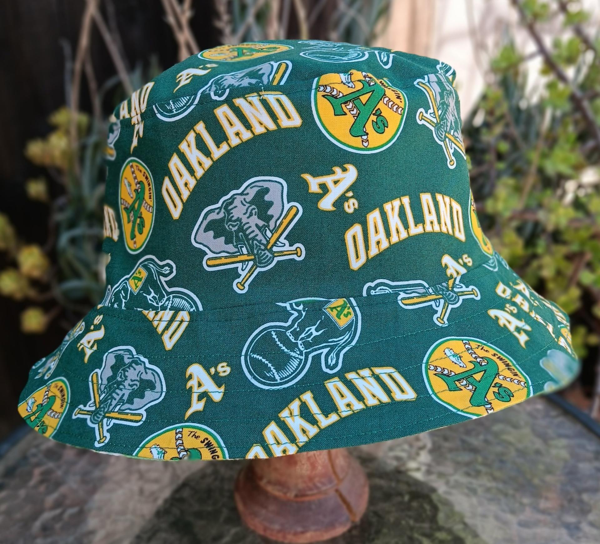 Swingin’ A’s Bucket Hat, Reversible, Unisex Sizes up to 4XL, Cotton, Handmade, Oakland Athletics, Oakland A's bucket hat, adults or older children