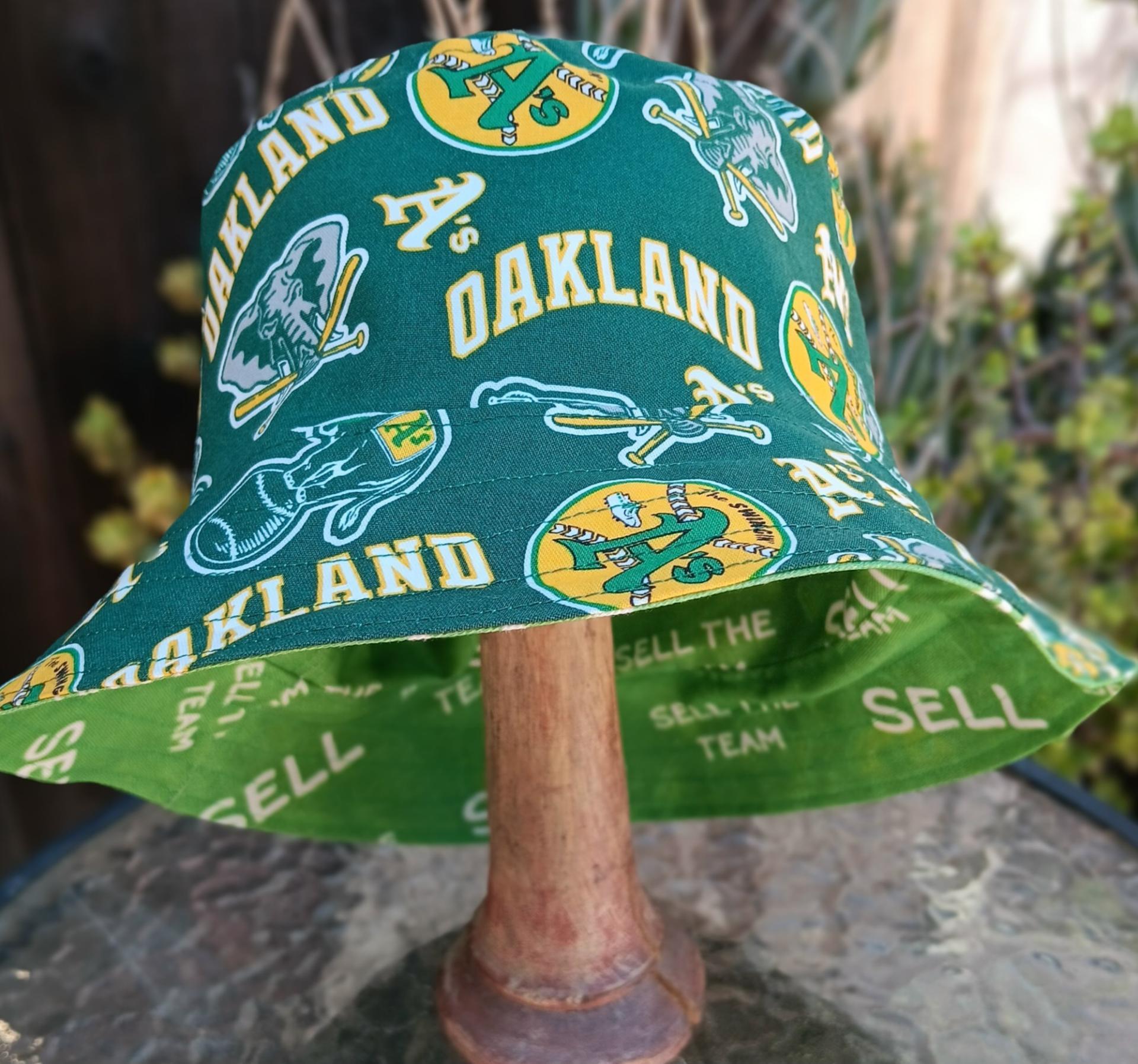 SELL the Team Bucket Hat, Reversible to Swingin' A's, Unisex Sizes up to 4XL, Oakland A's, handmade from licensed fabric, floppy hat, sun hat, adults and older children
