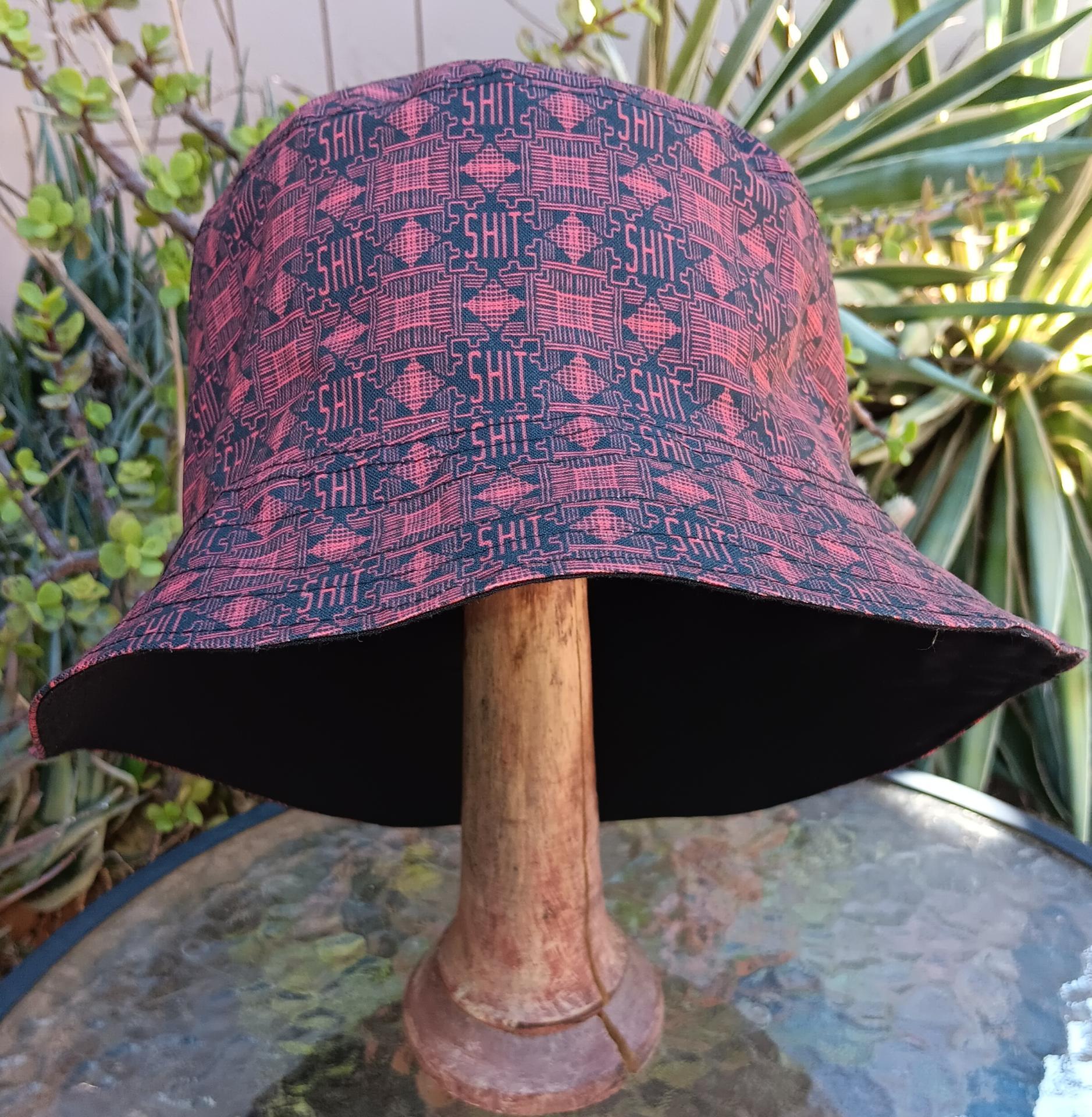 Geometic "SH*T" Print Bucket Hat, Reversible to Black, S-XXL, summer hat, sun hat, floppy hat, funny sassy gift for friend, adult gift
