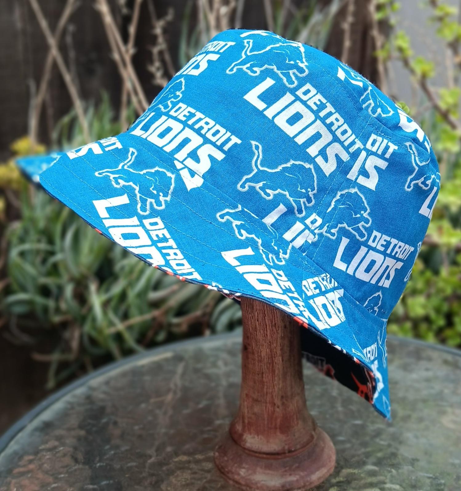 Detroit Lions / Tigers Bucket Hat, Reversible, Sizes up to 4XL, handmade, summer hat, fishing hat, sun hat, floppy hat, ponytail hat