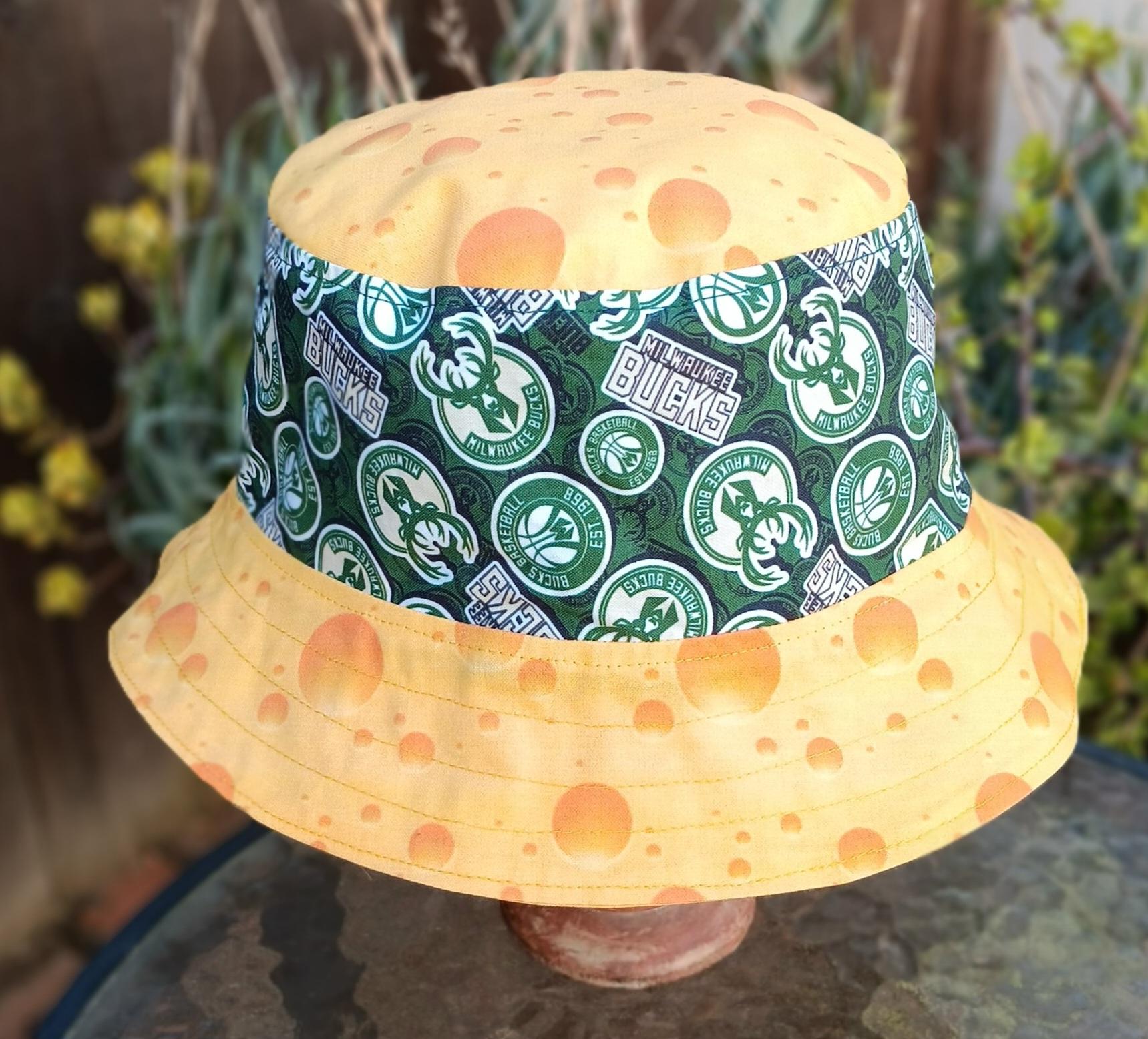 Milwaukee Brewers / Bucks / Badgers / Green Bay Packers Cheese Bucket Hat, Handmade, Reversible, Sizes up to 4XL, floppy hat, Wisconsin cheesehead