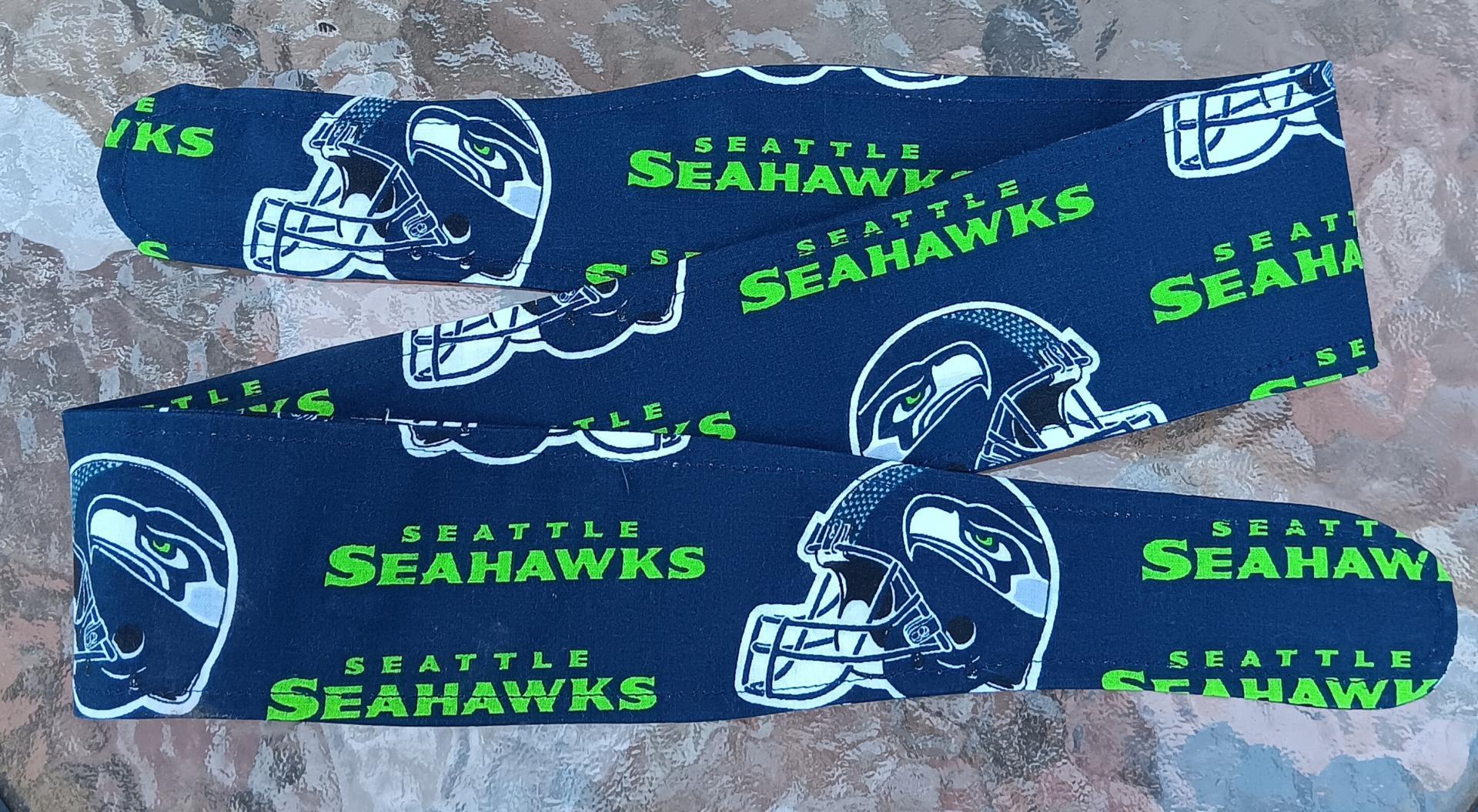 3” wide Seattle Seahawks headband, hand made, self tie, pin up style, head scarf, retro style, hat band, hat scarf