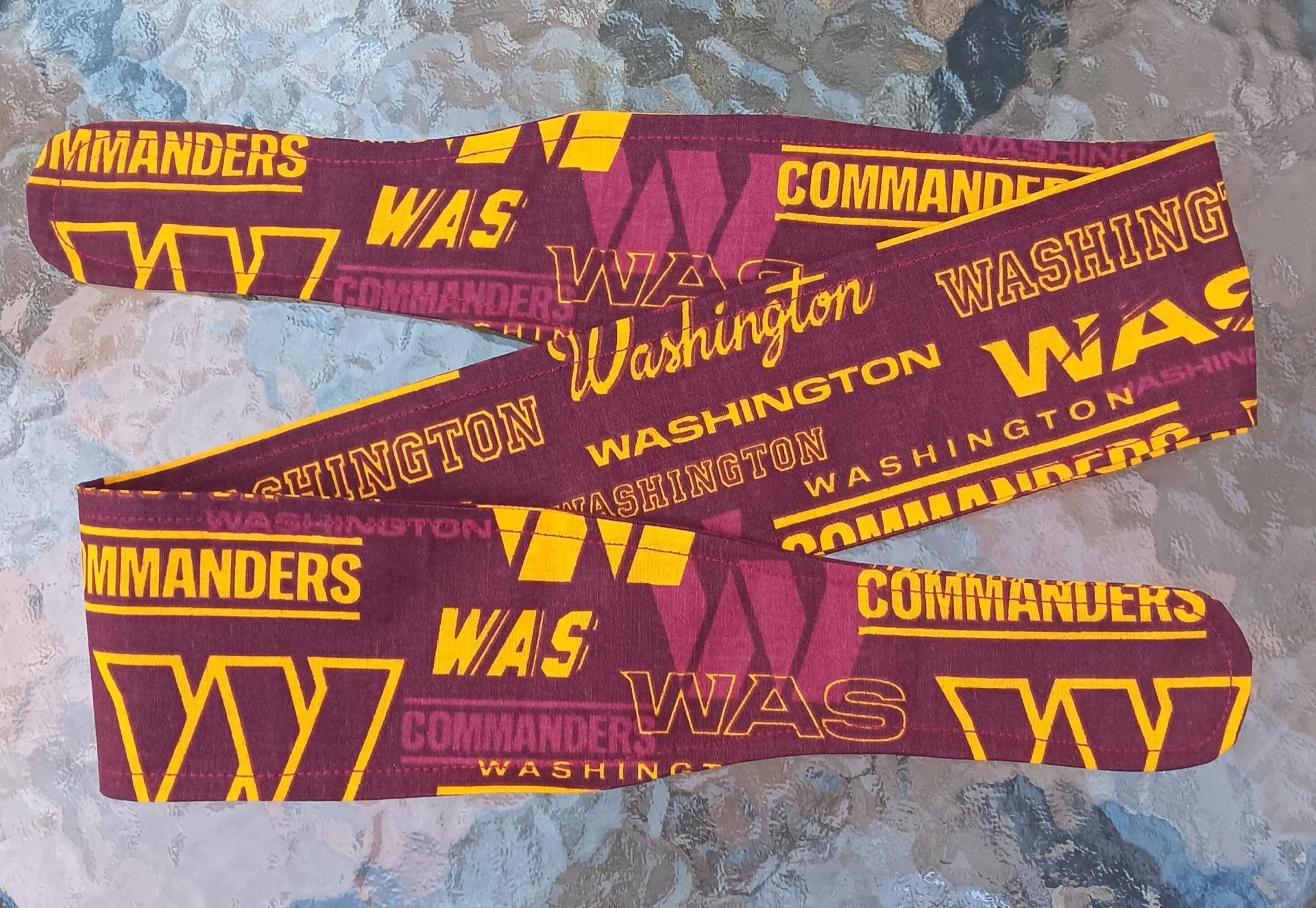 3” wide Washington Commanders headband, handmade, self tie, pin up style, scarf, retro style, bandana, rockabilly, football