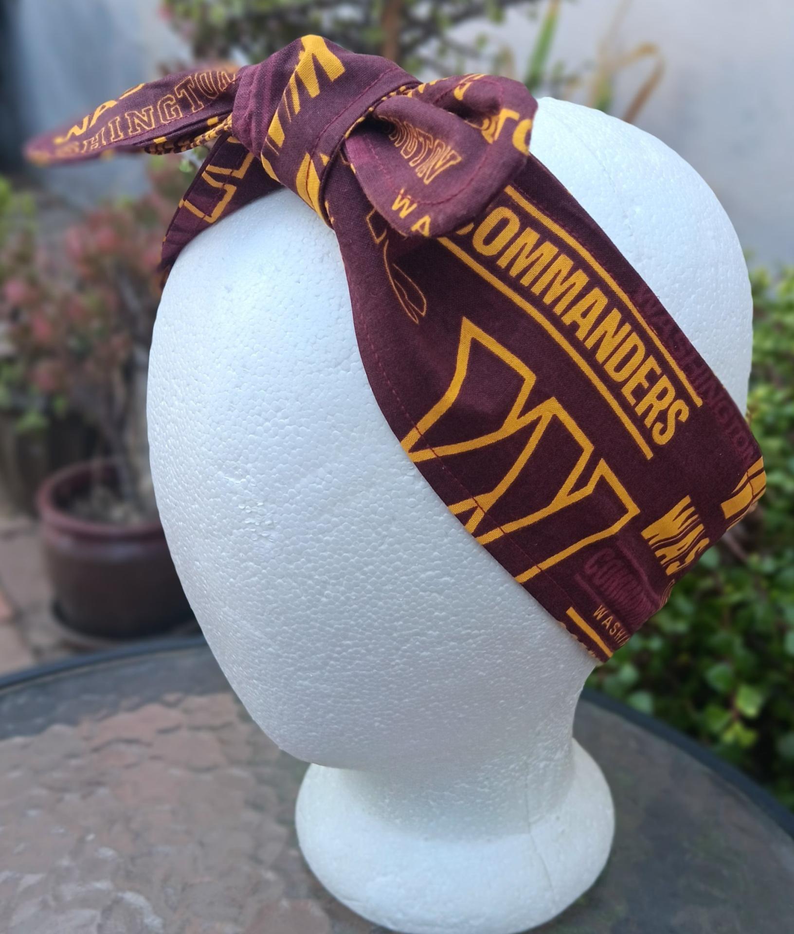 3” wide Washington Commanders headband, handmade, self tie, pin up style, scarf, retro style, bandana, rockabilly, football