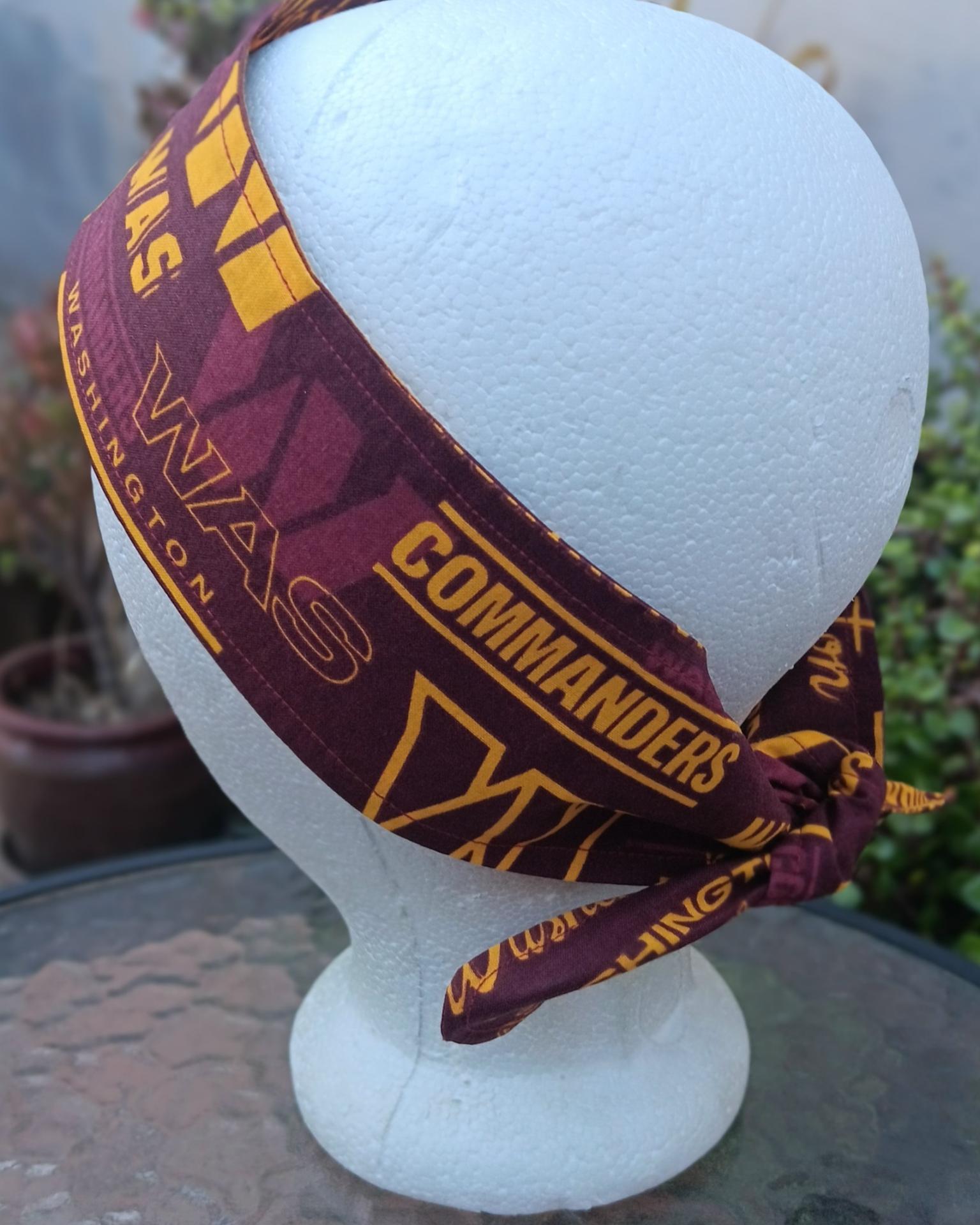 3” wide Washington Commanders headband, handmade, self tie, pin up style, scarf, retro style, bandana, rockabilly, football