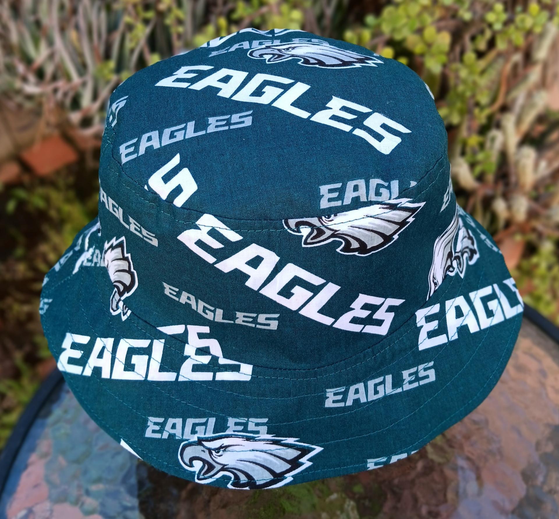 Philadelphia Eagles Bucket Hat, Handmade, Reversible to Black, Unisex Sizes up to 4XL, fishing hat, sun hat, floppy hat, ponytail hat