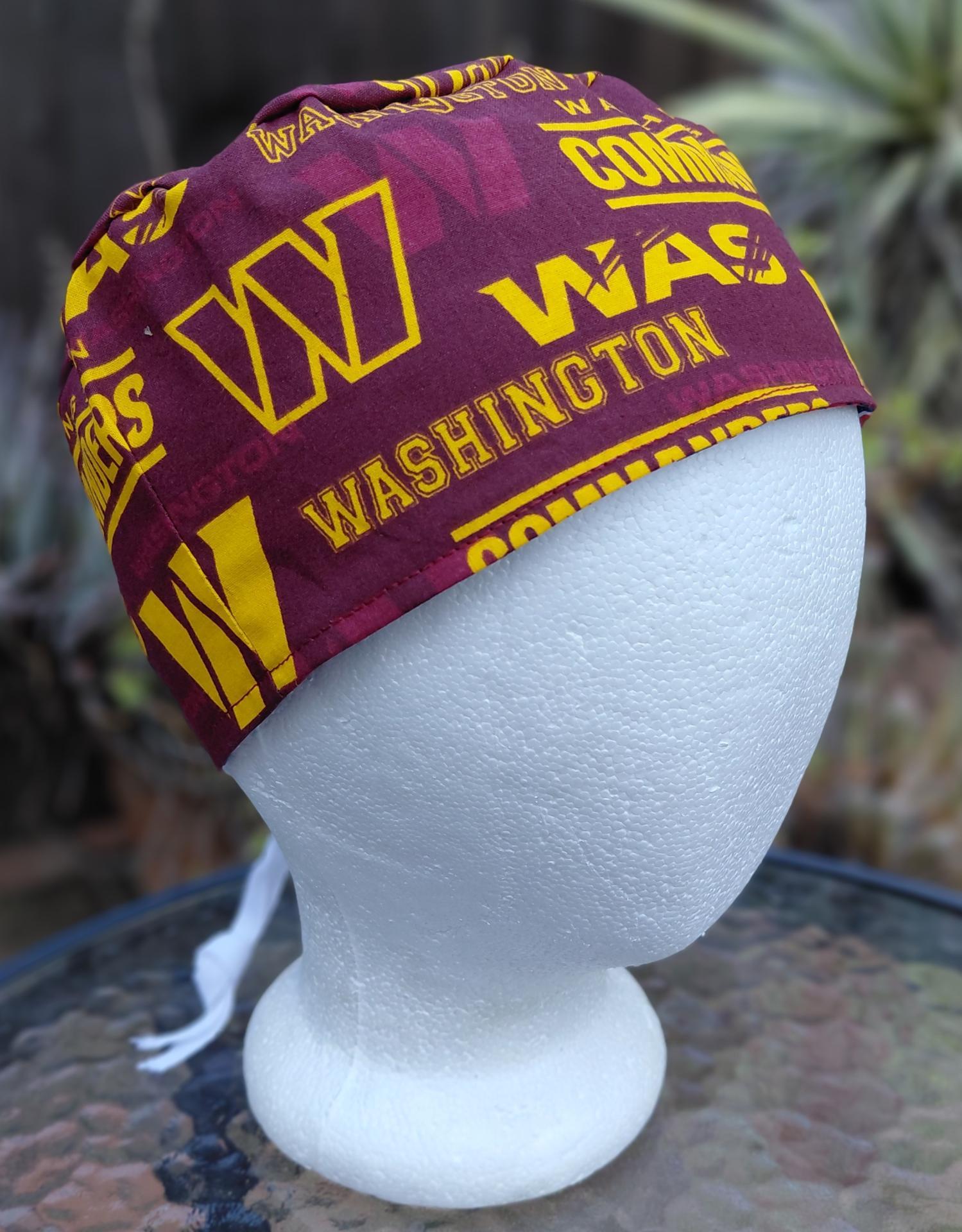 Toggle Cord Lock Reversible Washington Commanders / Nationals scrub cap, handmade, adjustable, for nurse, dentist, technician, food service
