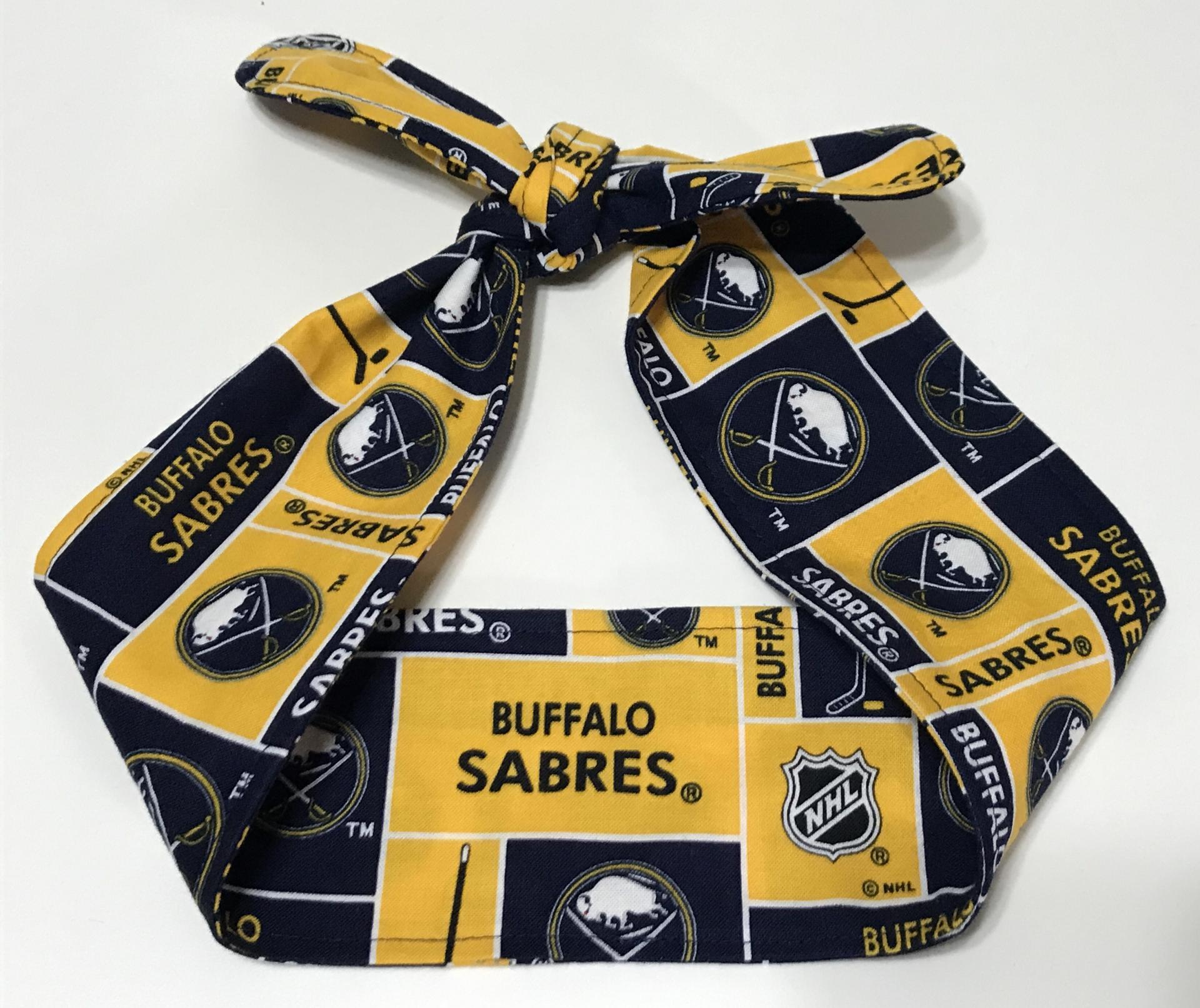 3” wide Buffalo Sabres headband, self tie, hair wrap, hair wrap, pin up style, scarf, retro style, rockabilly, handmade