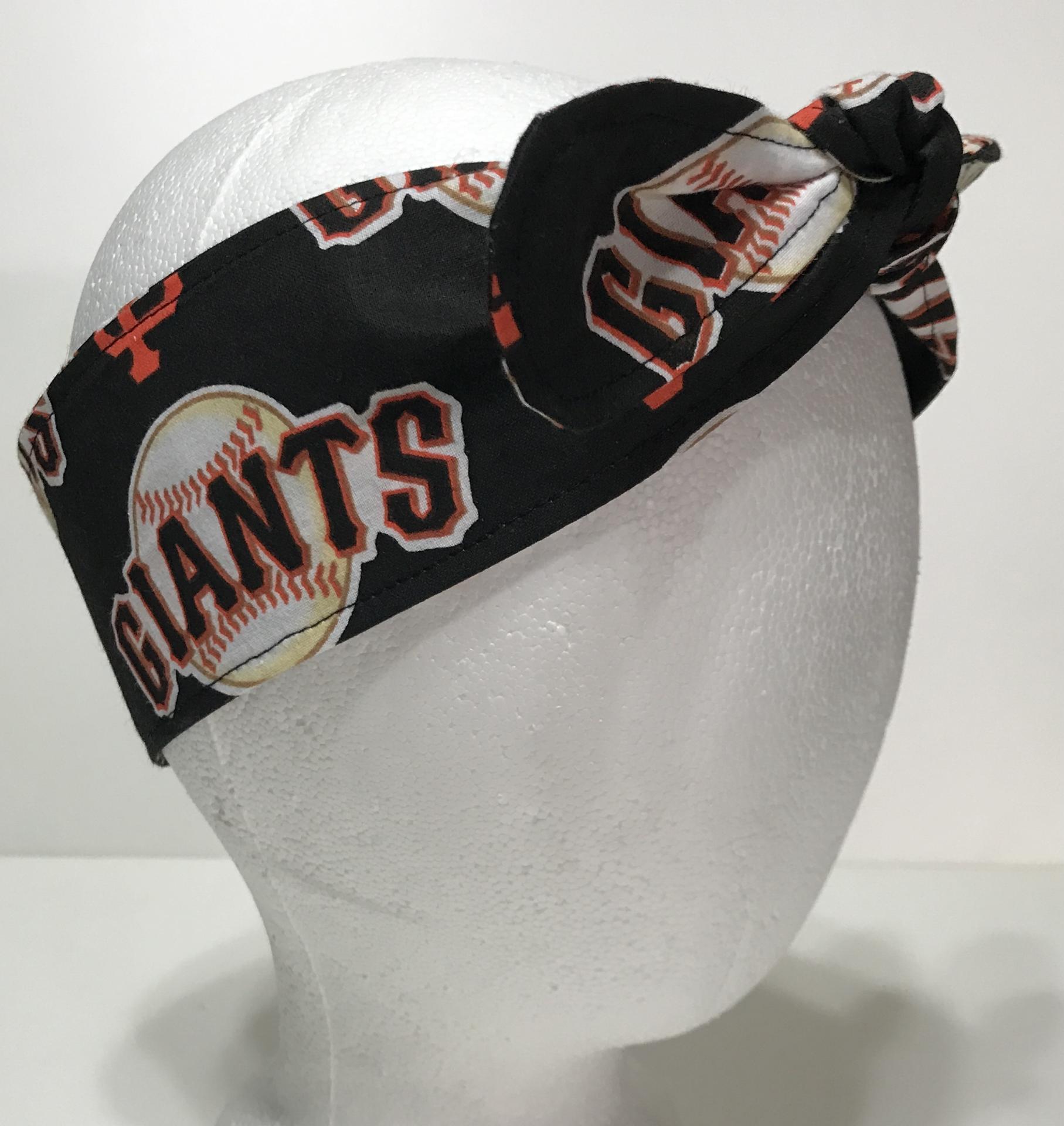 3” wide San Francisco Giants headband, handmade, hair wrap, hair tie, pin up style, self tie, scarf, retro style, rockabilly