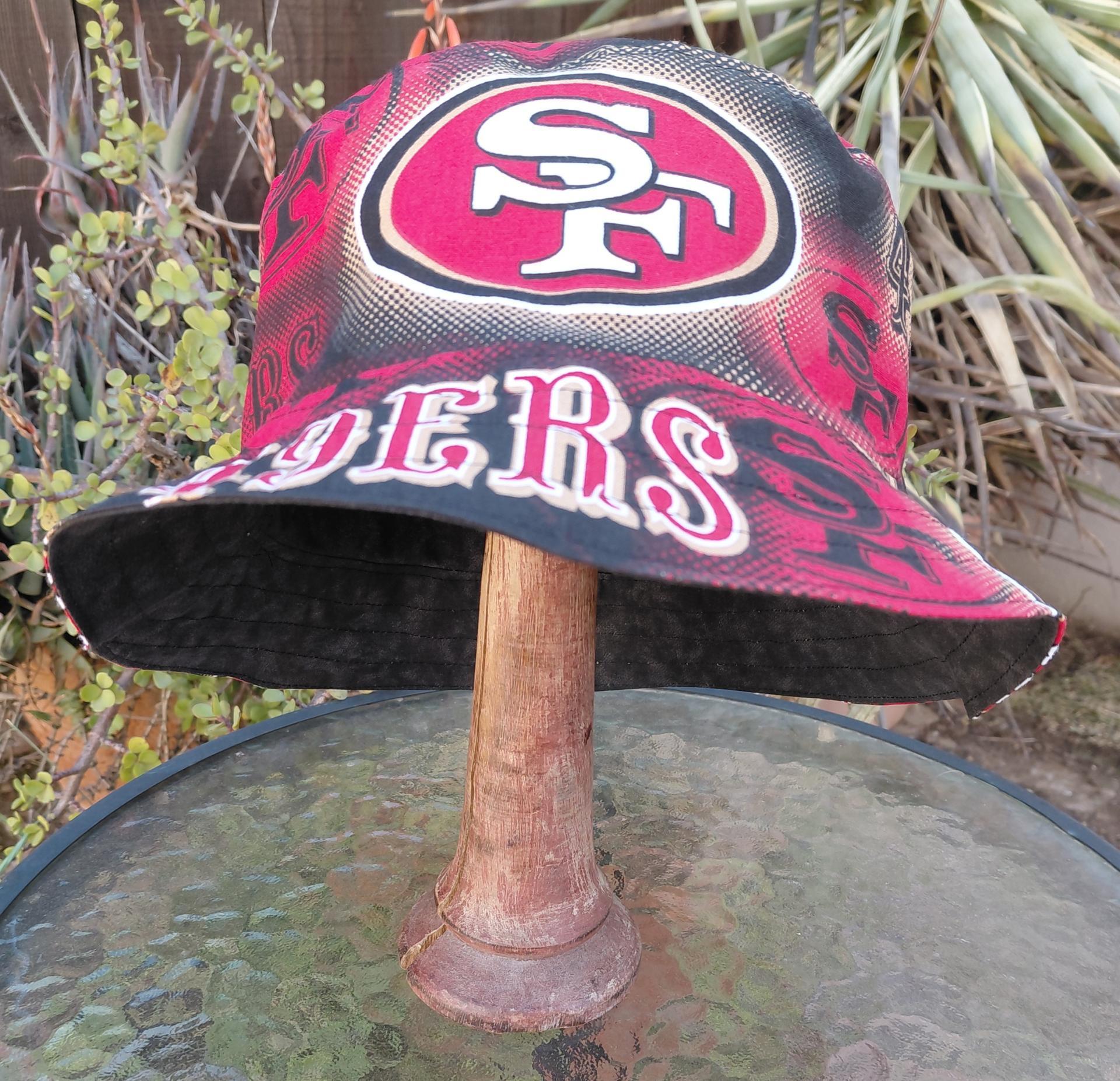 San Francisco 49ers Bucket Hat, Handmade, Reversible, Large Logos, Unisex Sizes up to 4XL, summer fishing hat, sun hat, floppy hat, ponytail hat, adults or older children