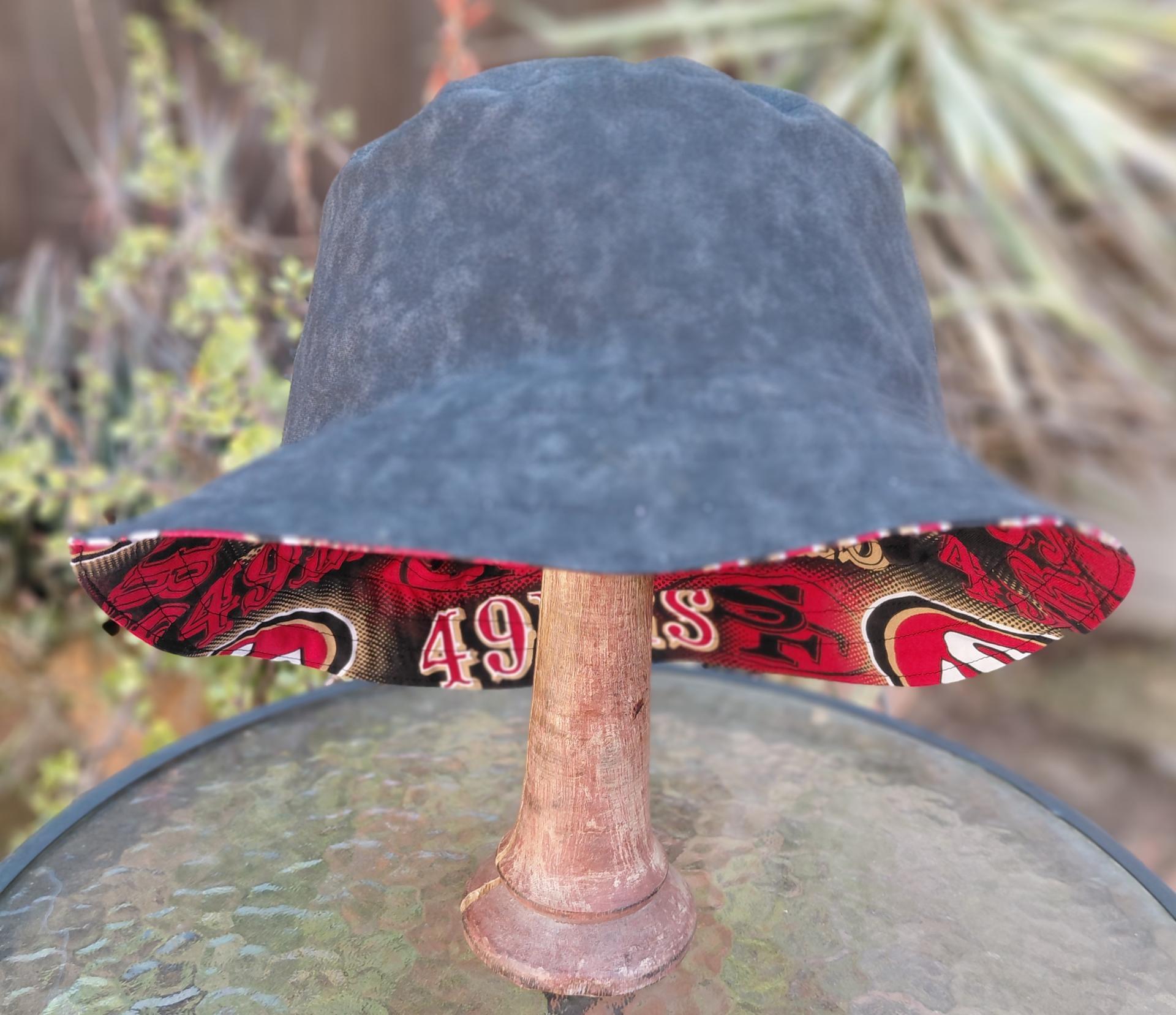 San Francisco 49ers Bucket Hat, Handmade, Reversible, Large Logos, Unisex Sizes up to 4XL, summer fishing hat, sun hat, floppy hat, ponytail hat, adults or older children