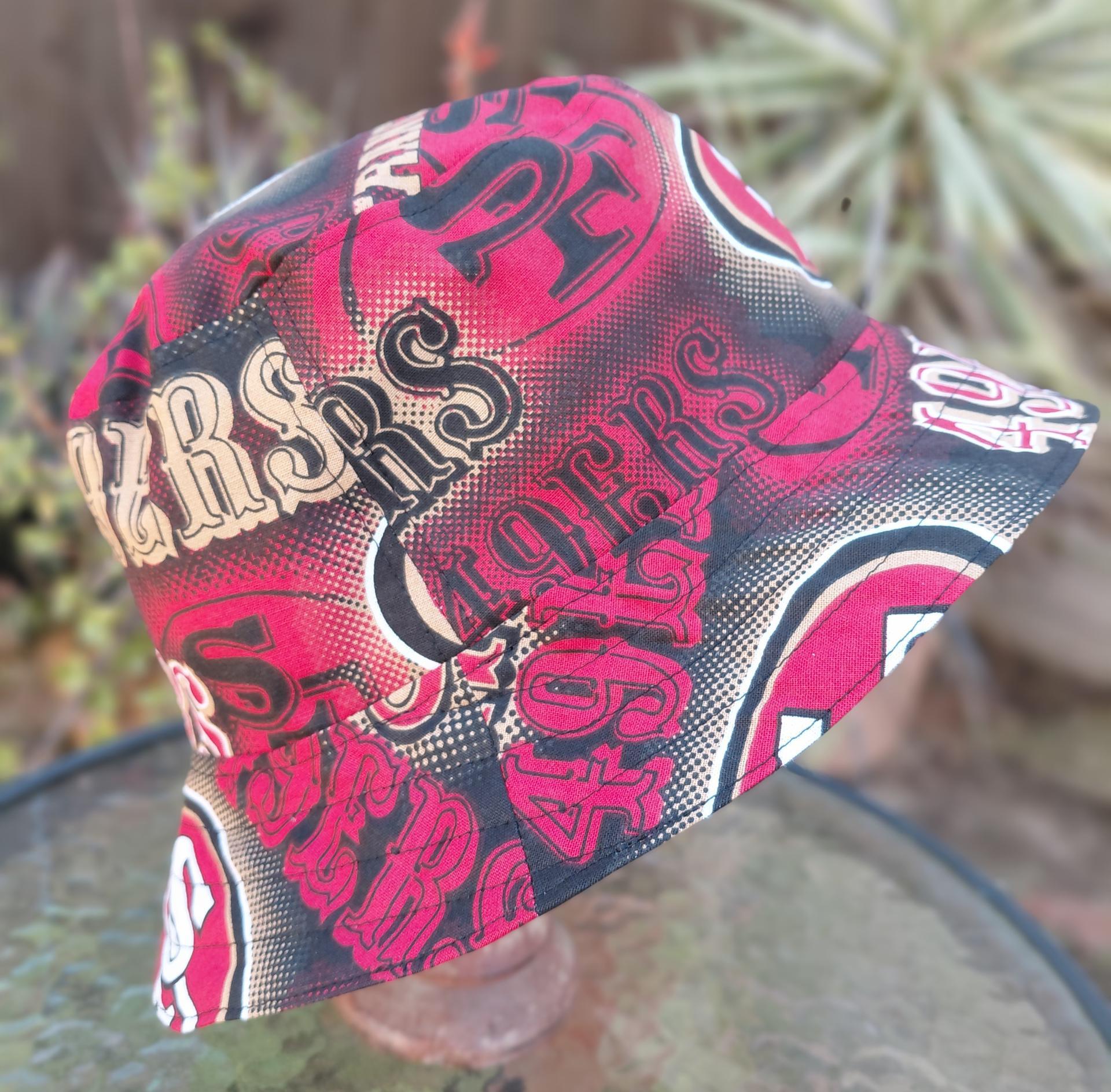 San Francisco 49ers Bucket Hat, Handmade, Reversible, Large Logos, Unisex Sizes up to 4XL, summer fishing hat, sun hat, floppy hat, ponytail hat, adults or older children