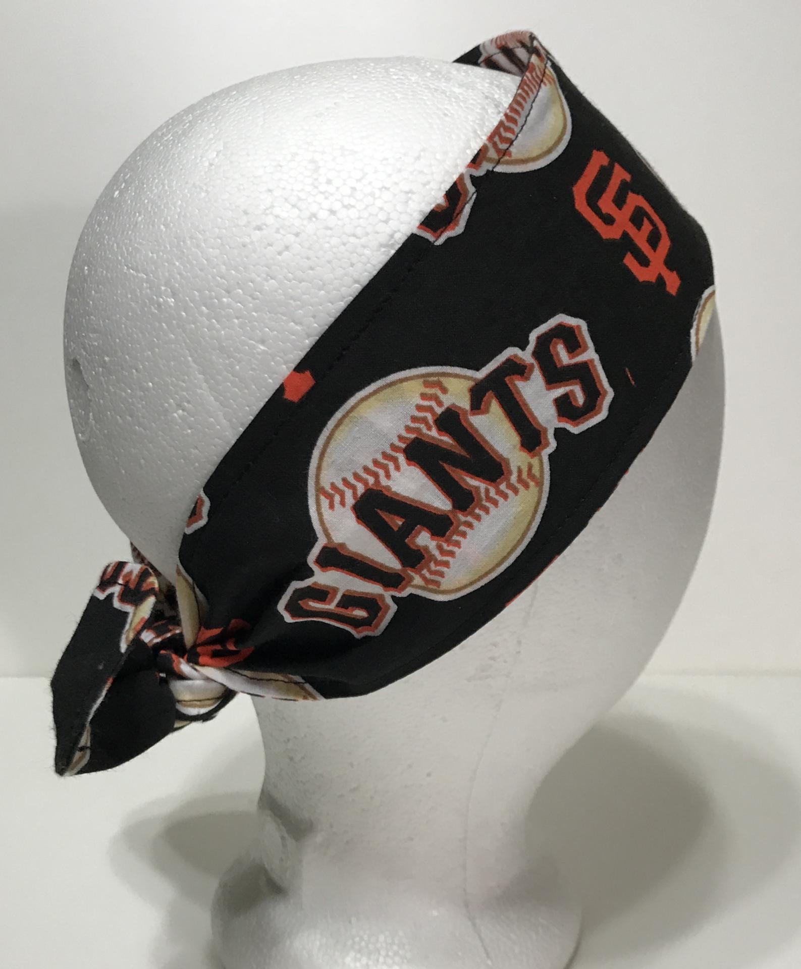 3” wide San Francisco Giants headband, handmade, hair wrap, hair tie, pin up style, self tie, scarf, retro style, rockabilly