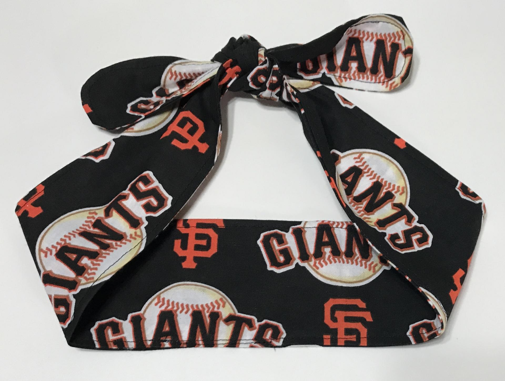 3” wide San Francisco Giants headband, handmade, hair wrap, hair tie, pin up style, self tie, scarf, retro style, rockabilly