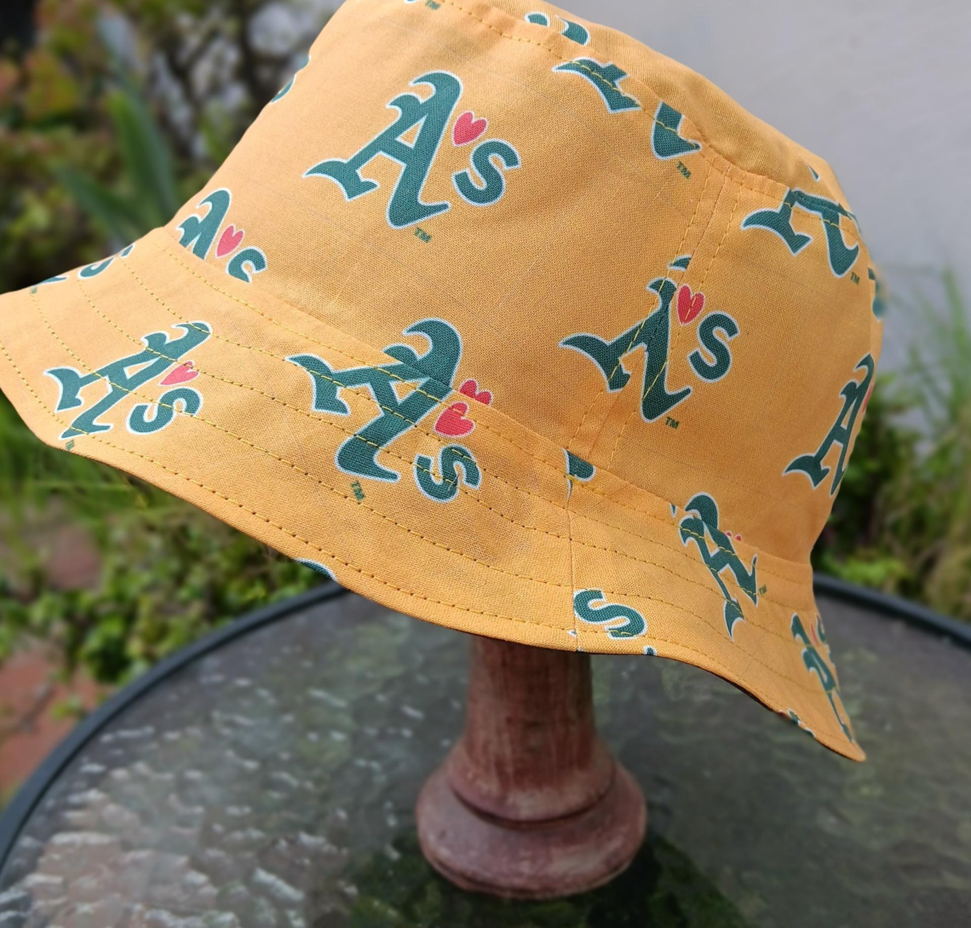A's Bucket Hat, Athletics Hat, Handmade, Reversible to Green, Adults & Children Sizes up to 4XL, fishing hat, ponytail hat, sun hat, floppy hat