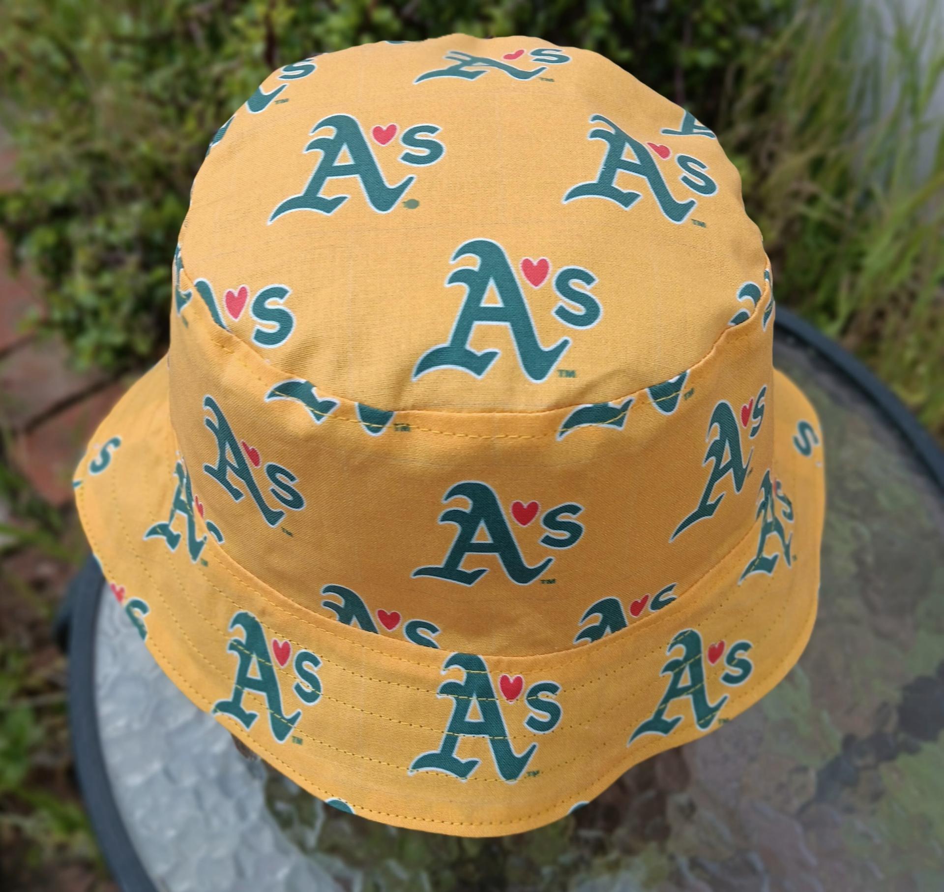 A's Bucket Hat, Athletics Hat, Handmade, Reversible to Green, Adults & Children Sizes up to 4XL, fishing hat, ponytail hat, sun hat, floppy hat