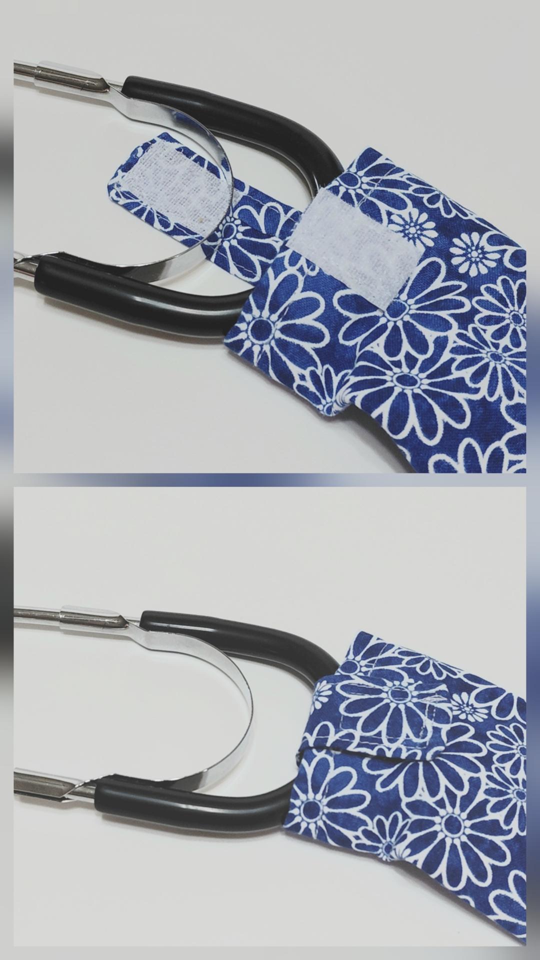Wide Stethoscope Cover, Blue and White Floral Stethoscope Sleeve for non removable bells, gift for nurse, doctor, veterinarian, student