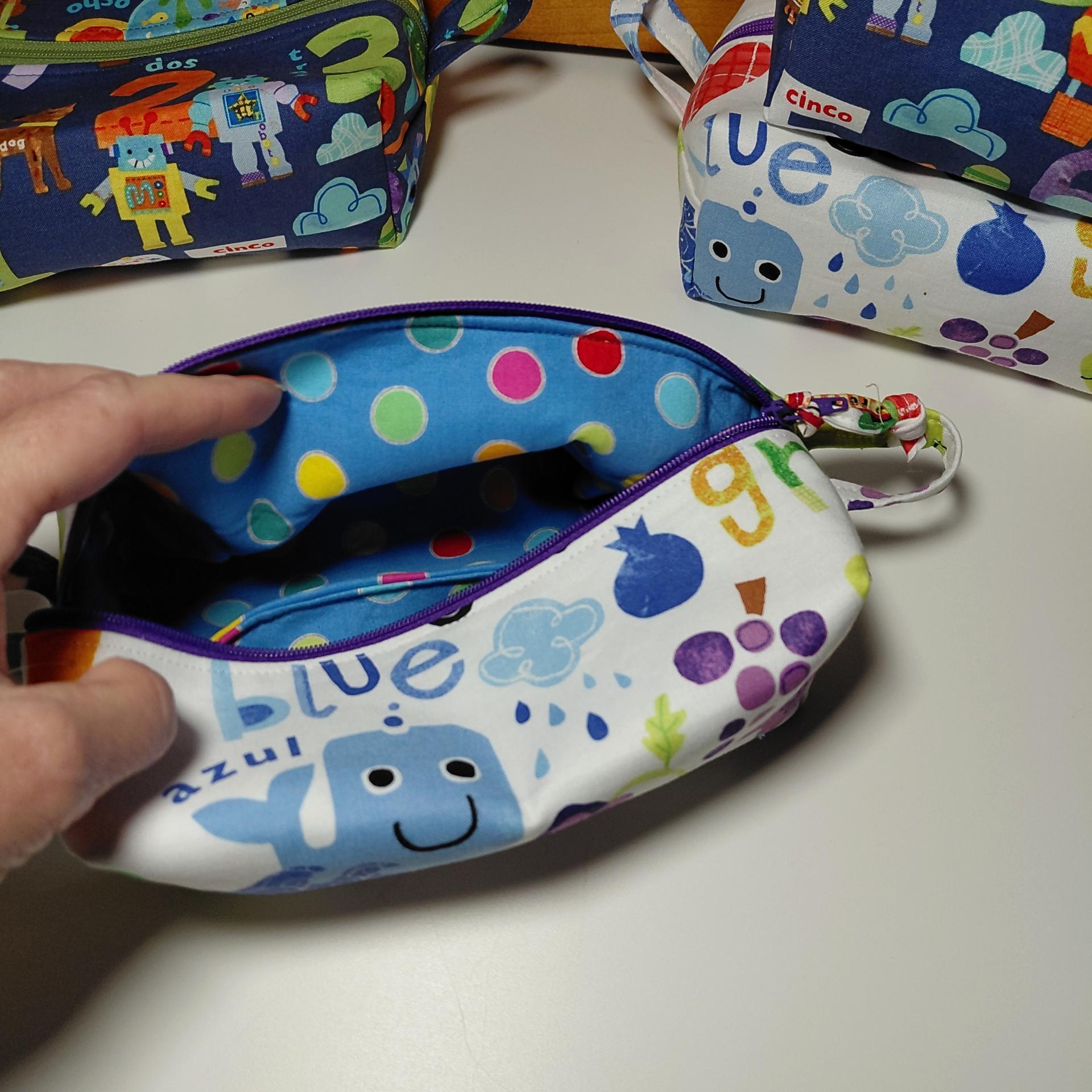 Boxy Zipper Pouch Cosmetic Bag, Colors & Numbers, Baby Shower Gift, Children's Print, Bilingual Gift Spanish and English