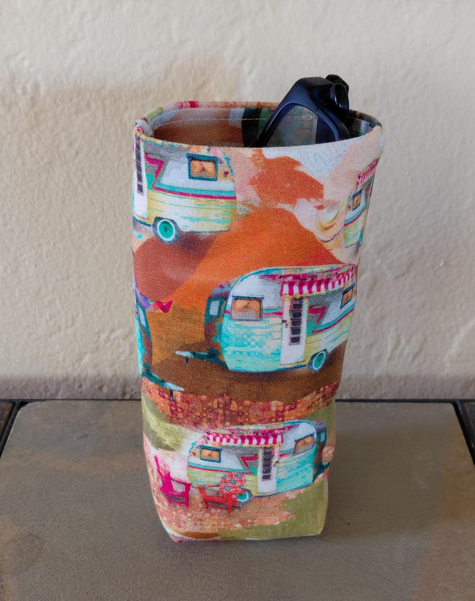 Camping Print Eyeglasses Holder, Glasses Stand, Glasses Holder, Weighted Stand-up Glasses Pouch, Camping Lover Gift