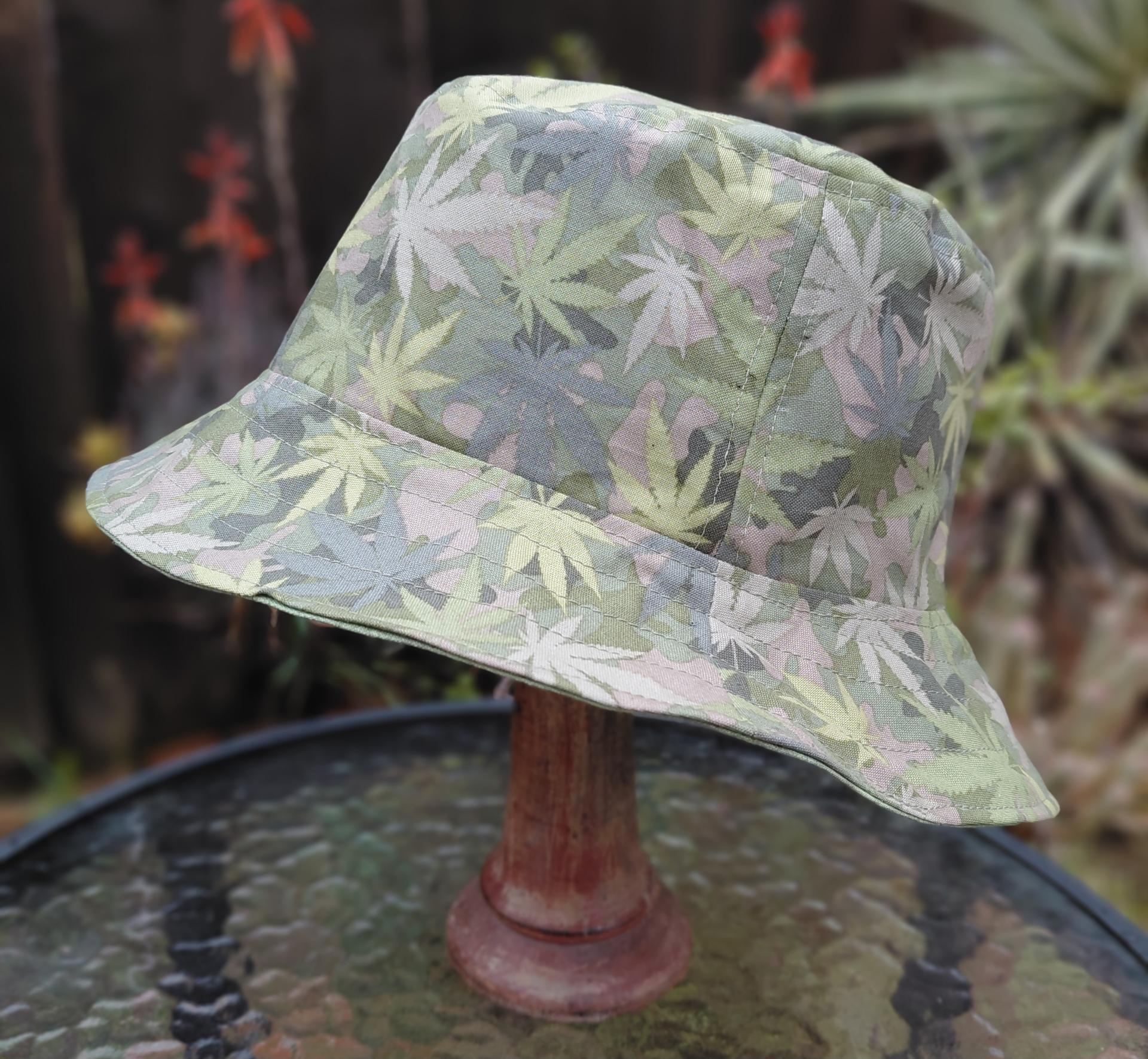 Cannabis Leaves Bucket Hat, Camouflage, Reversible, Sizes up to 4XL, floppy hat, fishing hat, sun hat, beach hat, festival hat