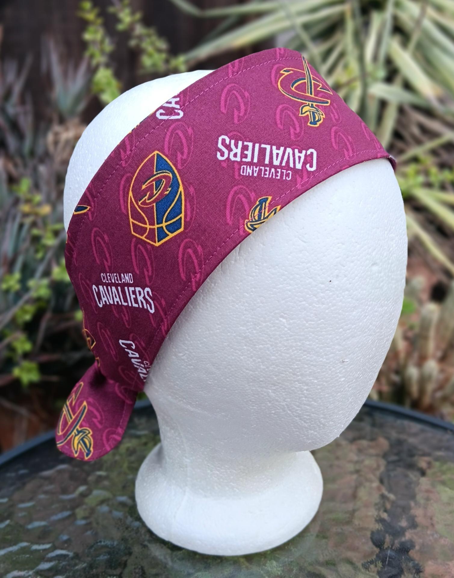 3” wide Cleveland Cavaliers self tie fabric headband, handmade, hair tie, hair wrap, pin up style, scarf, bandana, rockabilly style