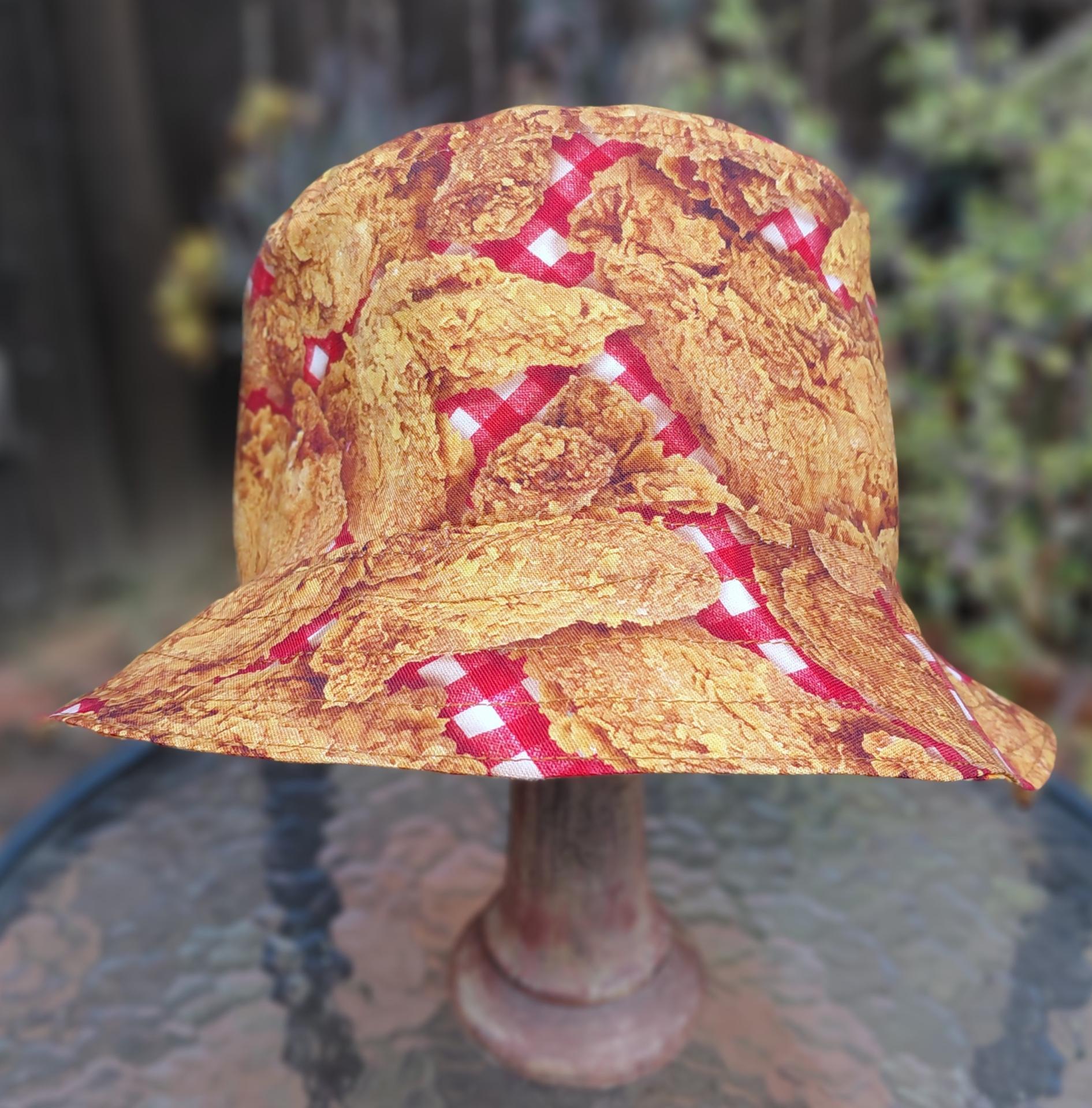 Fried Chicken and French Fries Bucket Hat, Reversible, Kids or Adults, Sizes to 4XL, floppy hat, sun hat, festival hat, fast food novelty hat