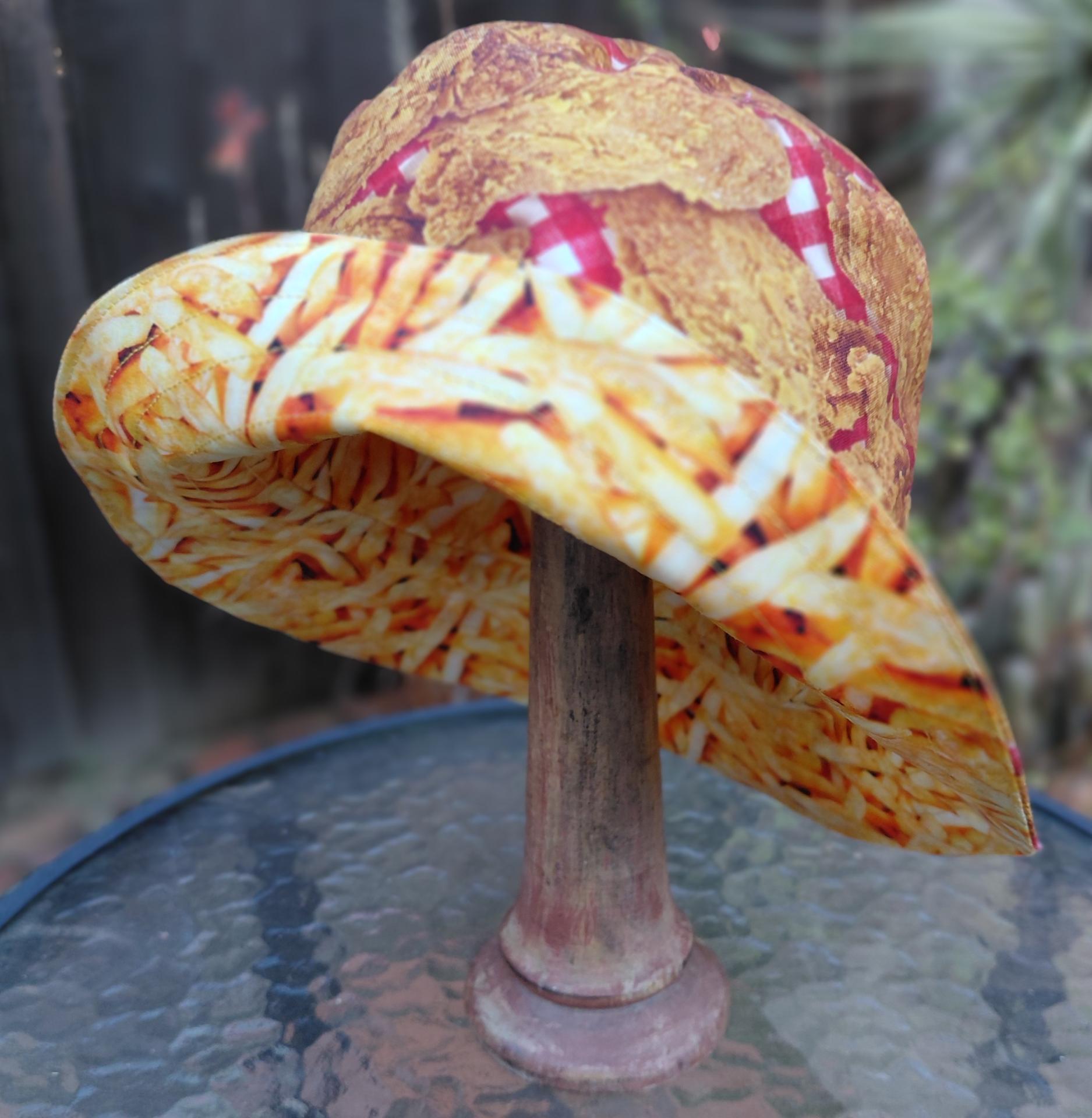 Fried Chicken and French Fries Bucket Hat, Reversible, Kids or Adults, Sizes to 4XL, floppy hat, sun hat, festival hat, fast food novelty hat