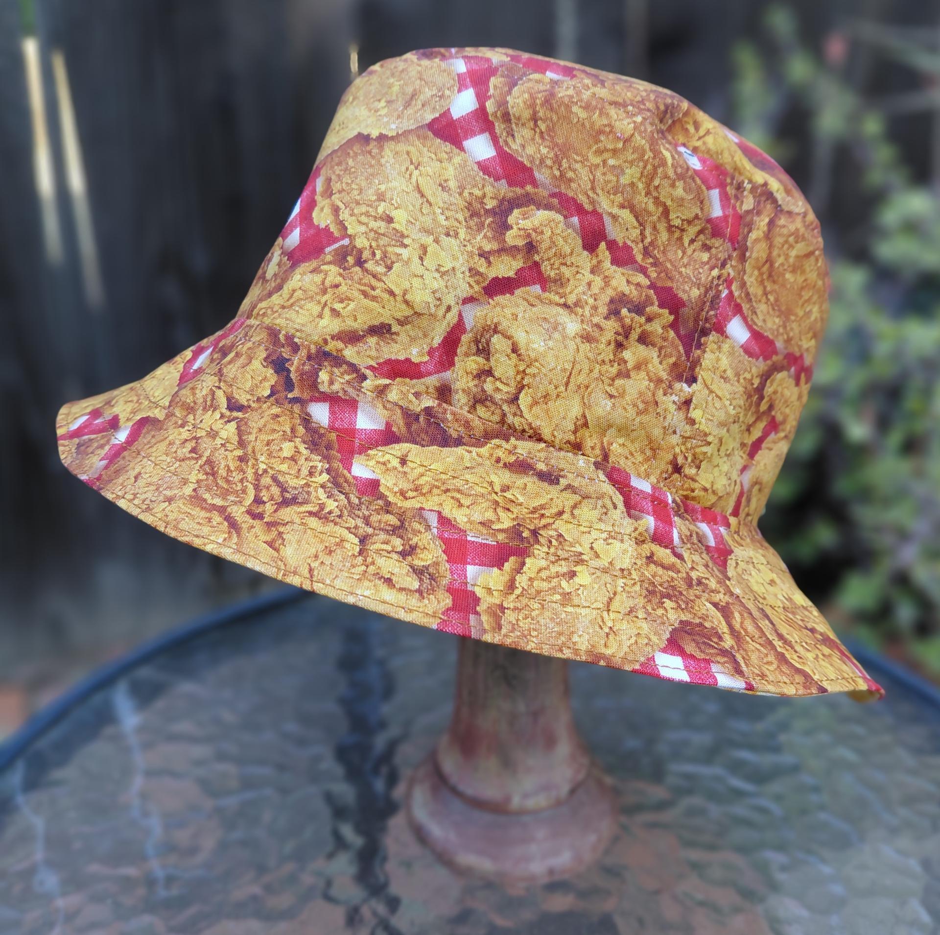 Fried Chicken and French Fries Bucket Hat, Reversible, Kids or Adults, Sizes to 4XL, floppy hat, sun hat, festival hat, fast food novelty hat