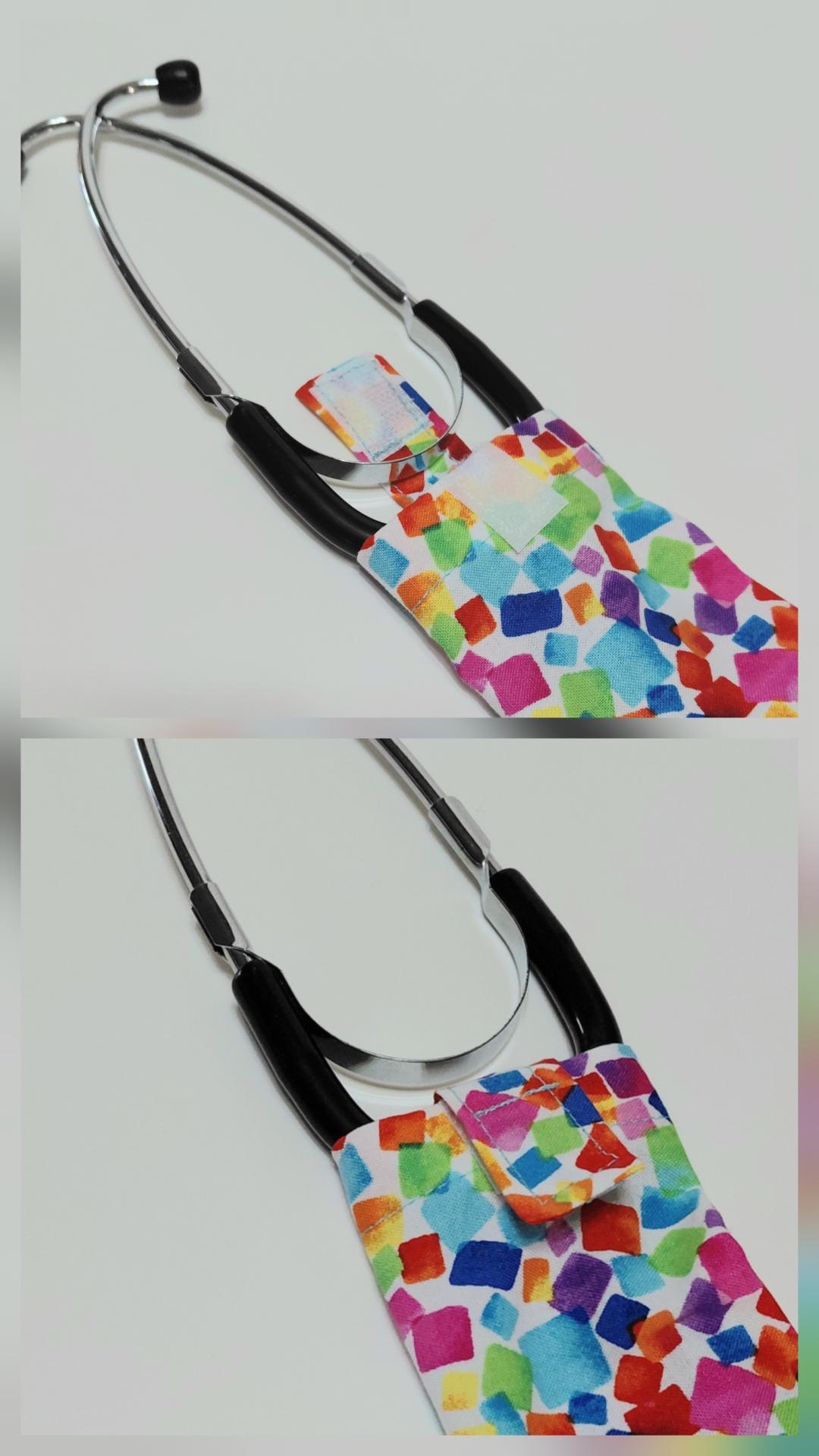 Wide Stethoscope Cover, Bright Multicolor Confetti Print, Stethoscope sleeve for non removable bells, gift for nurse, doctor, veterinarian, student
