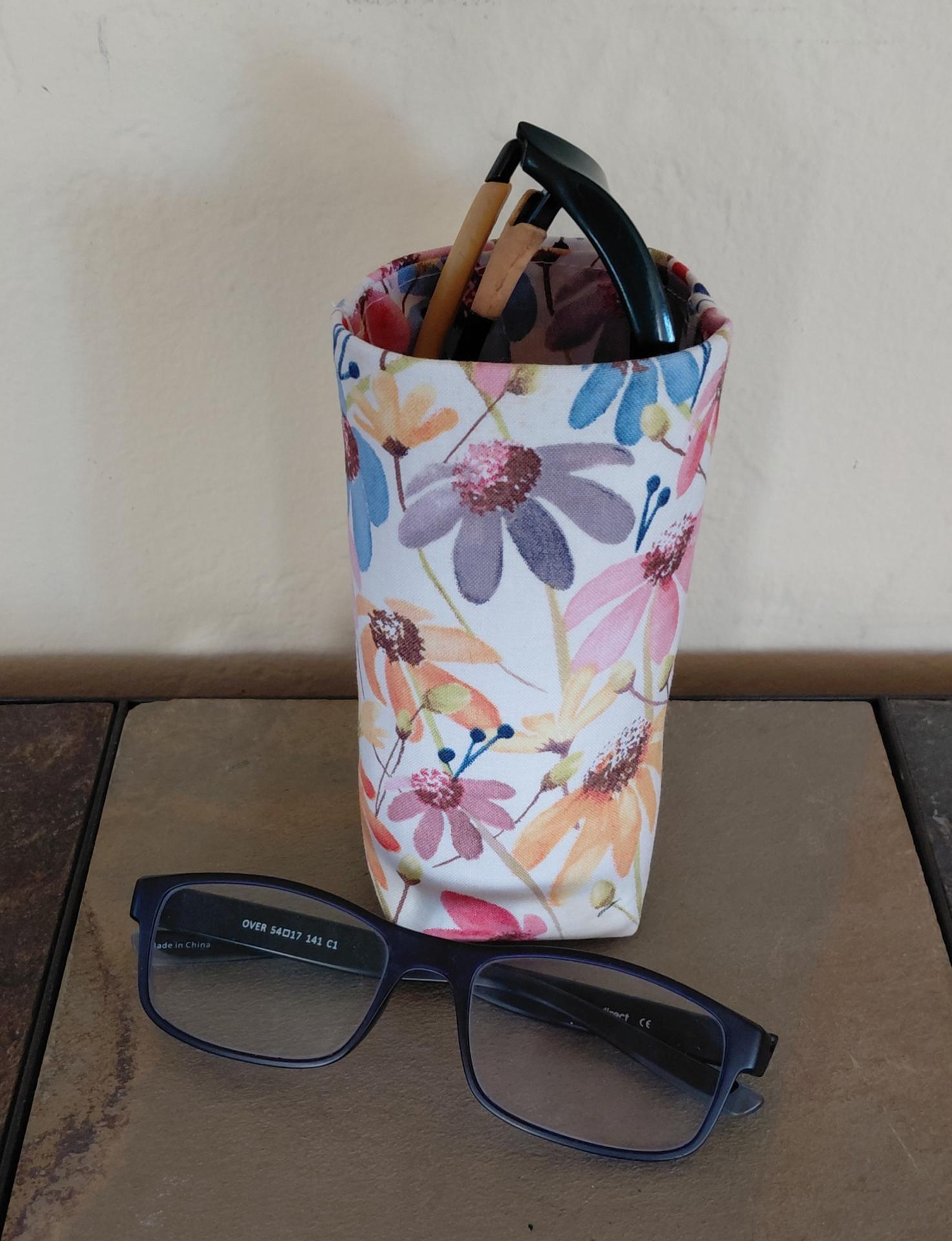 Cornflower Eyeglasses Holder, Glasses Stand, Glasses Holder, Mom Gift, Weighted Stand-up Glasses Pouch, Flower Lover Gift