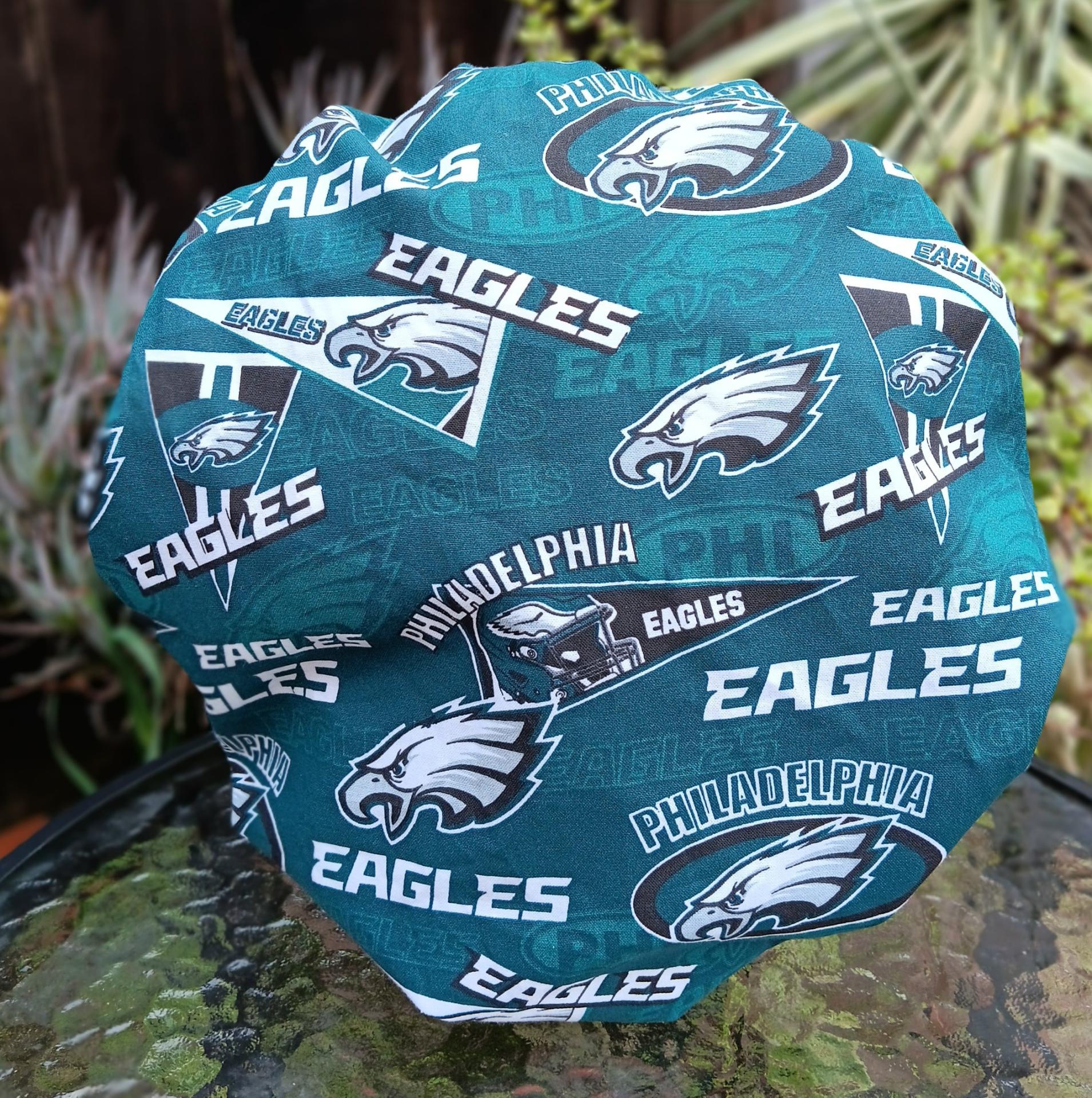 Bouffant Reversible Philadelphia Eagles / Flyers Scrub Cap, handmade, adjustable, nurse, technician, doctor, food service