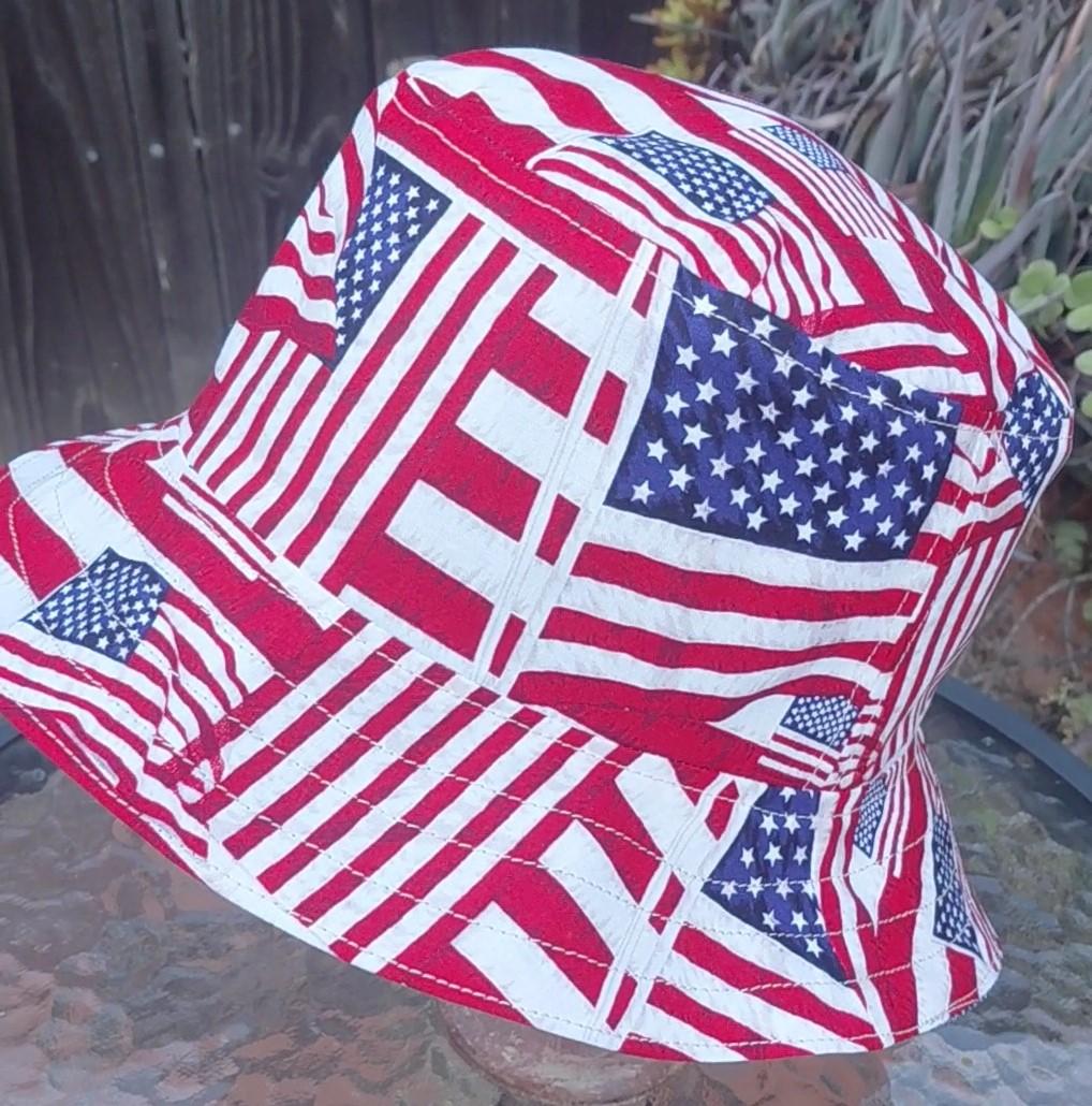 American Flags Bucket Hat, Red White and Blue Hat, Sizes up to 4XL, floppy hat, fishing hat, sun hat, beach hat, patriotic hat, July 4th