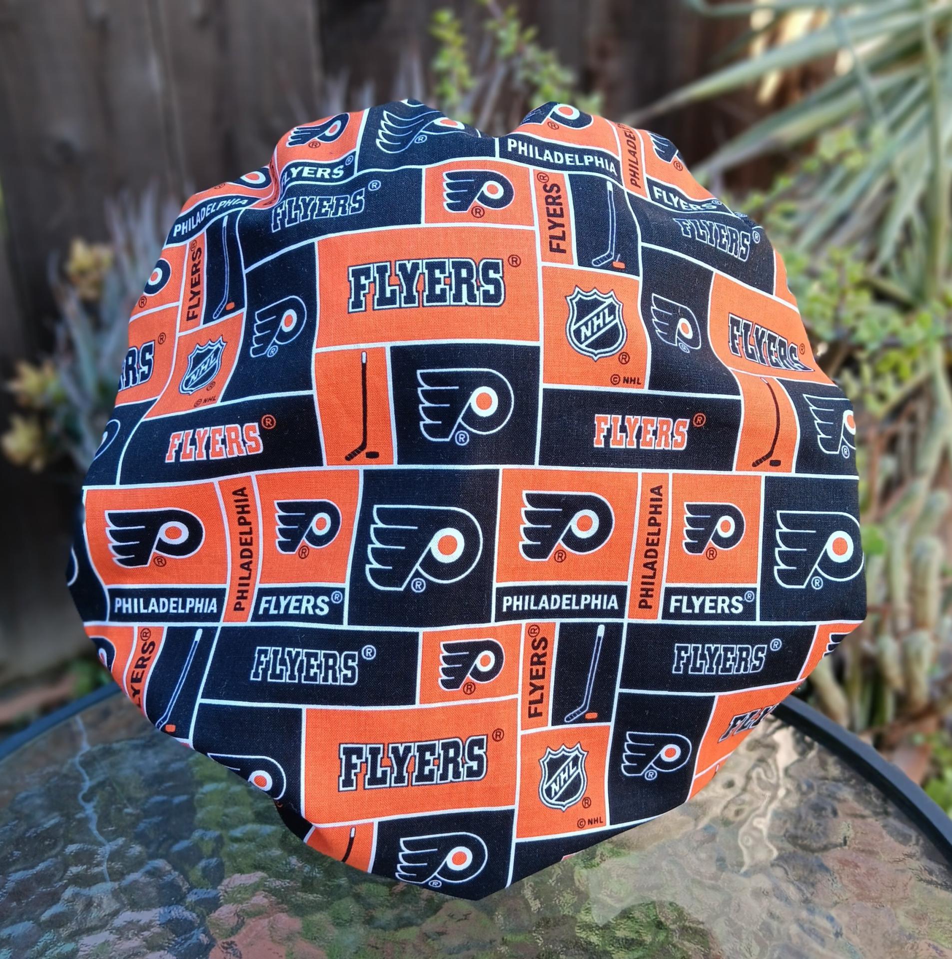 Bouffant Reversible Philadelphia Eagles / Flyers Scrub Cap, handmade, adjustable, nurse, technician, doctor, food service