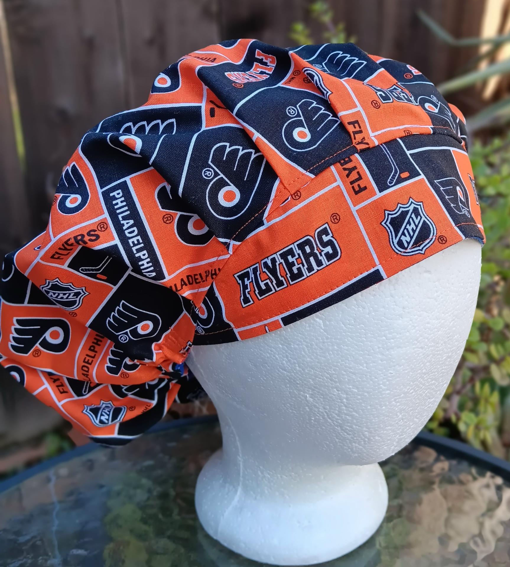Bouffant Reversible Philadelphia Eagles / Flyers Scrub Cap, handmade, adjustable, nurse, technician, doctor, food service
