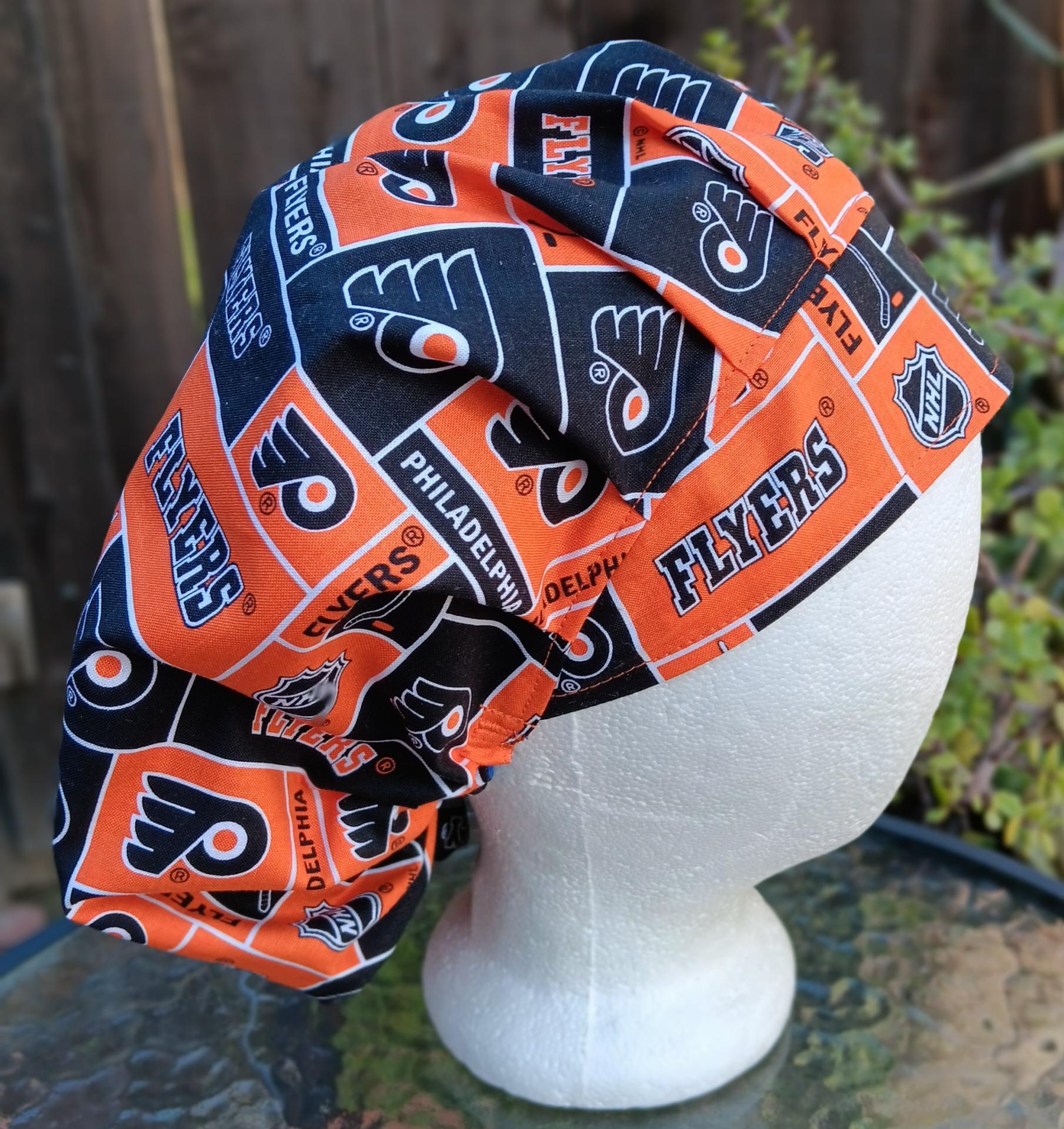 Bouffant Reversible Philadelphia Eagles / Flyers Scrub Cap, handmade, adjustable, nurse, technician, doctor, food service