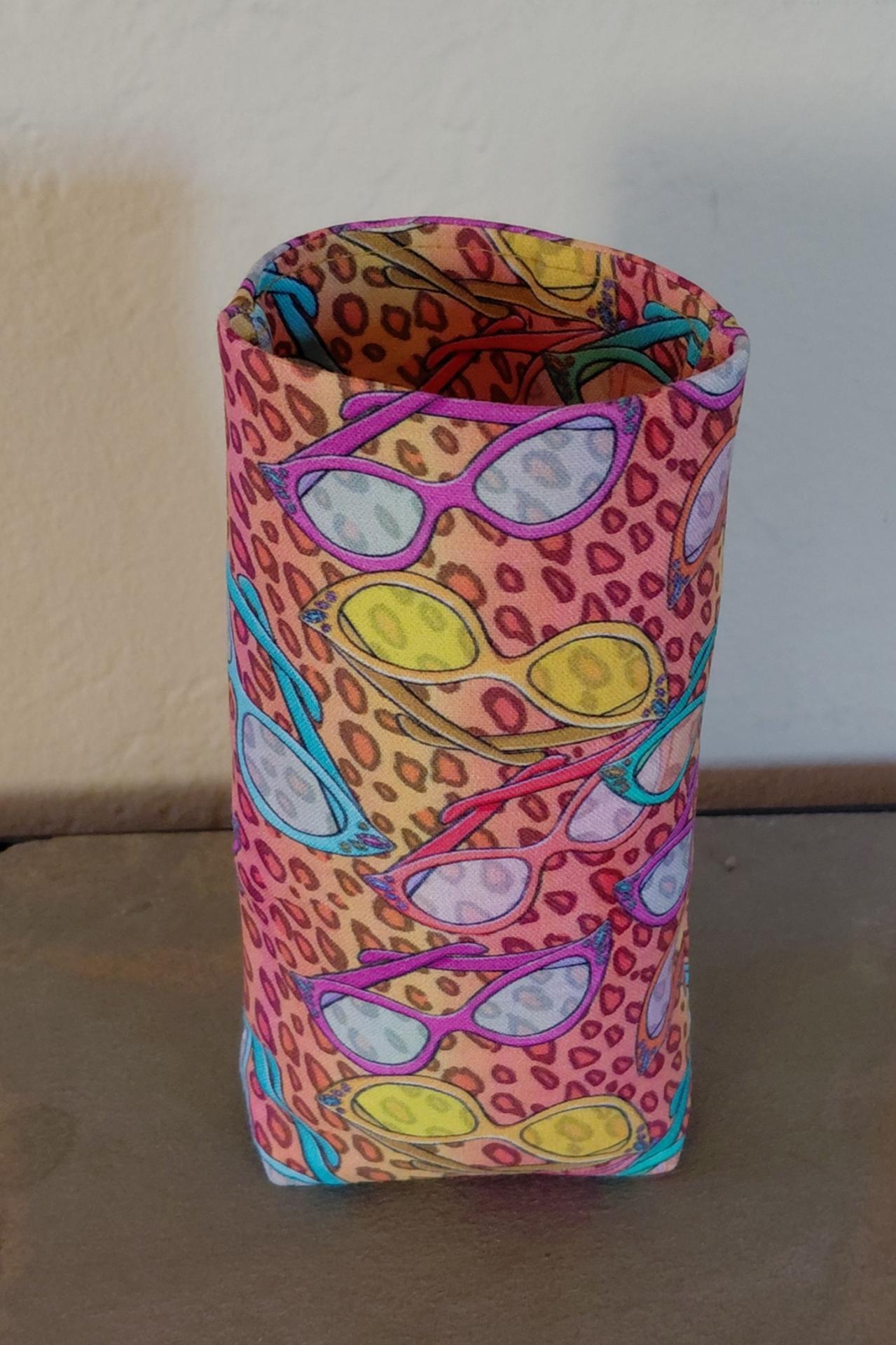 Eyeglasses Print Upright Glasses Holder, Glasses Stand, Whimsical Glasses Case, Teacher Gift, Weighted Stand-up Glasses Pouch