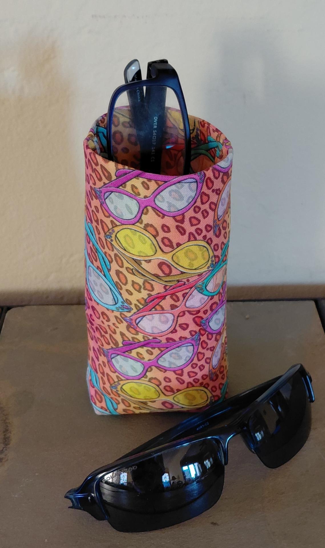 Eyeglasses Print Upright Glasses Holder, Glasses Stand, Whimsical Glasses Case, Teacher Gift, Weighted Stand-up Glasses Pouch