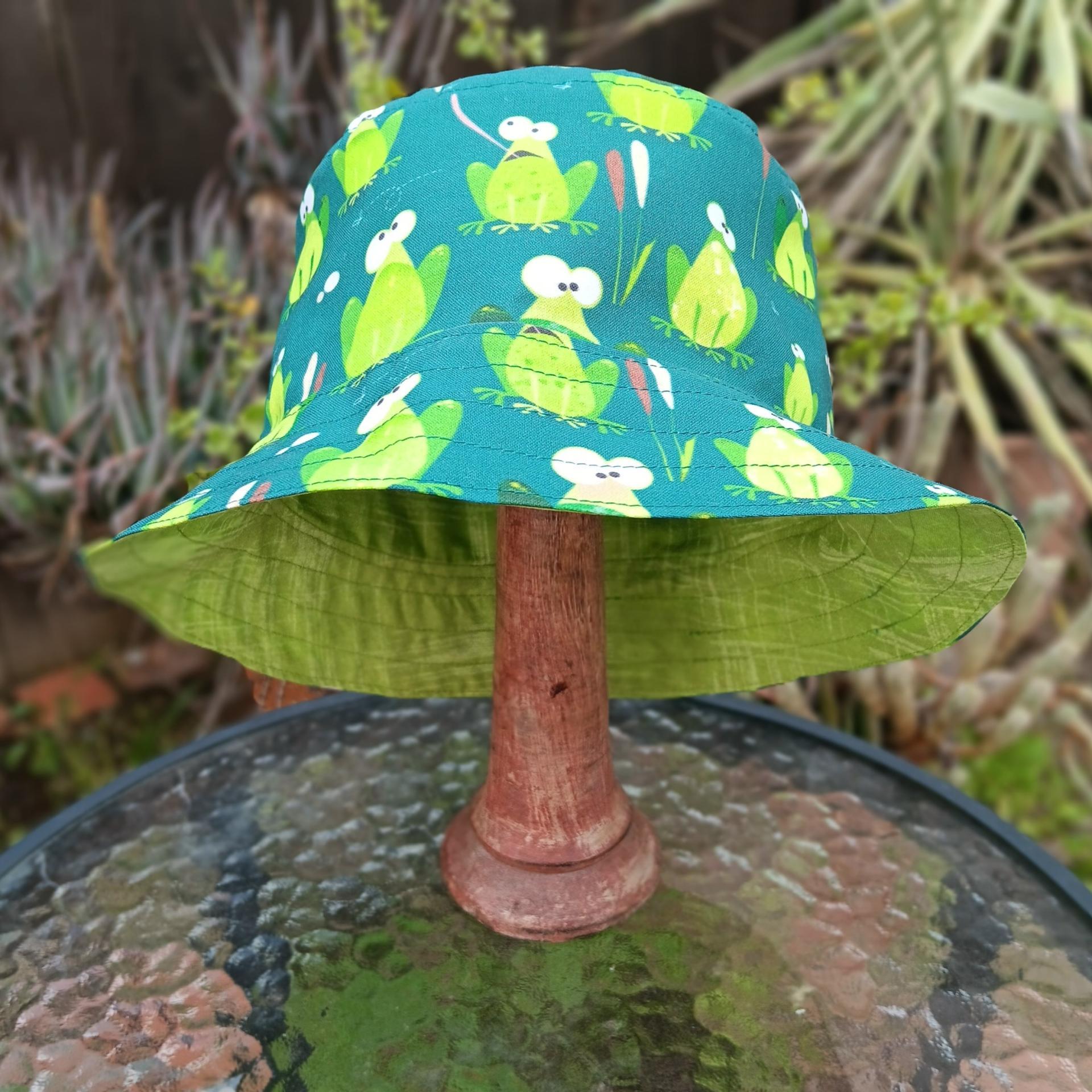 Frogs Bucket Hat, Whimsical, Reversible, Sizes up to 4XL, summer hat, fishing hat, sun hat, floppy hat, gift for frog lover