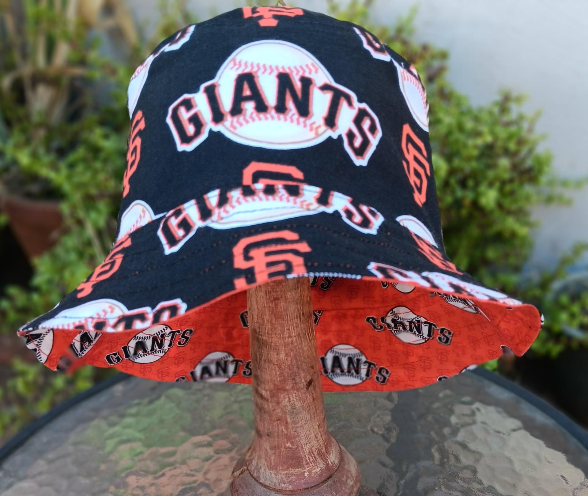 San Francisco Giants Bucket Hat, Handmade, Reversible, Sizes up to 4XL, fishing hat, sun hat, ponytail hat, floppy hat, orange & black, baseball