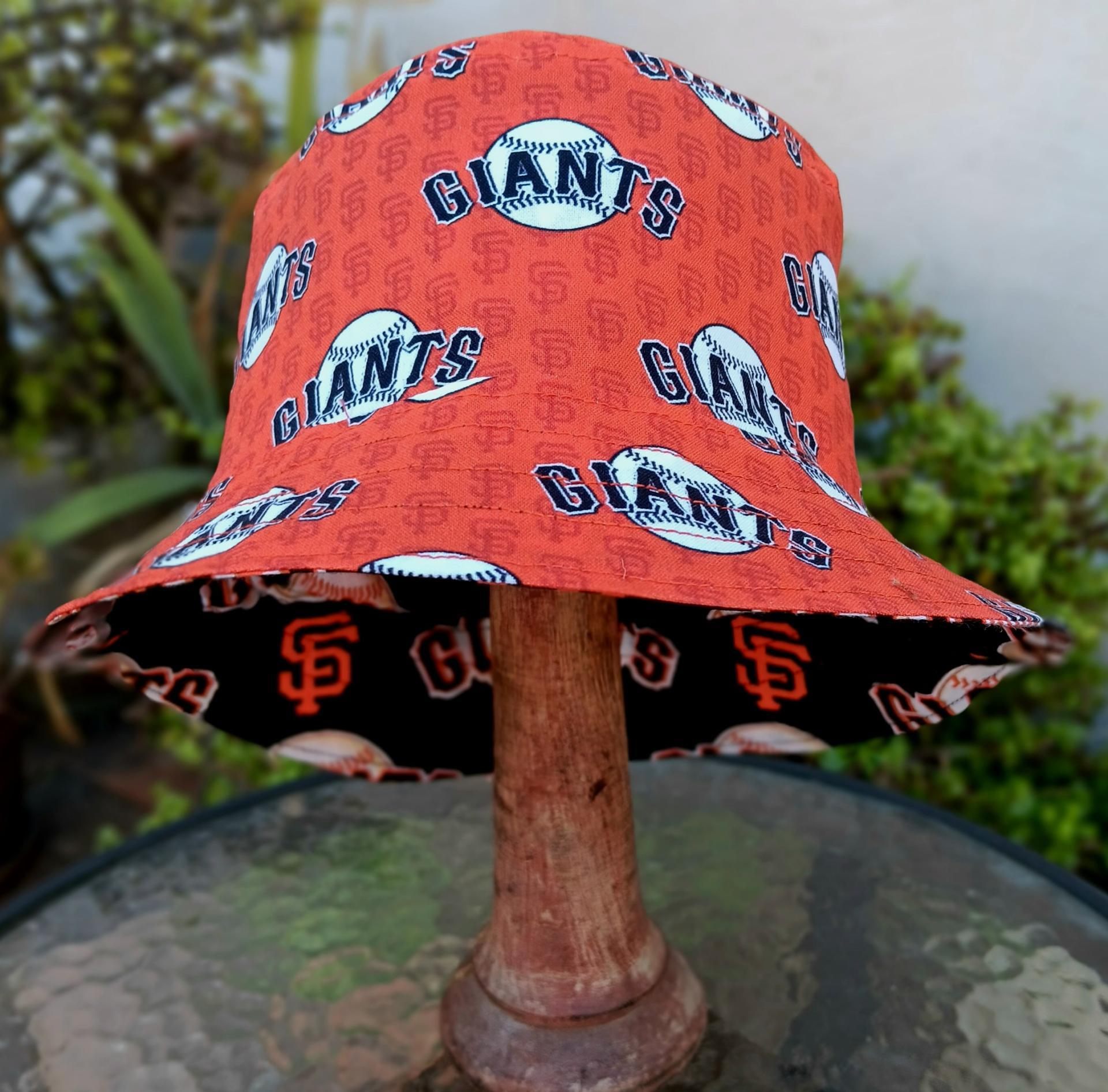 San Francisco Giants Bucket Hat, Handmade, Reversible, Sizes up to 4XL, fishing hat, sun hat, ponytail hat, floppy hat, orange & black, baseball
