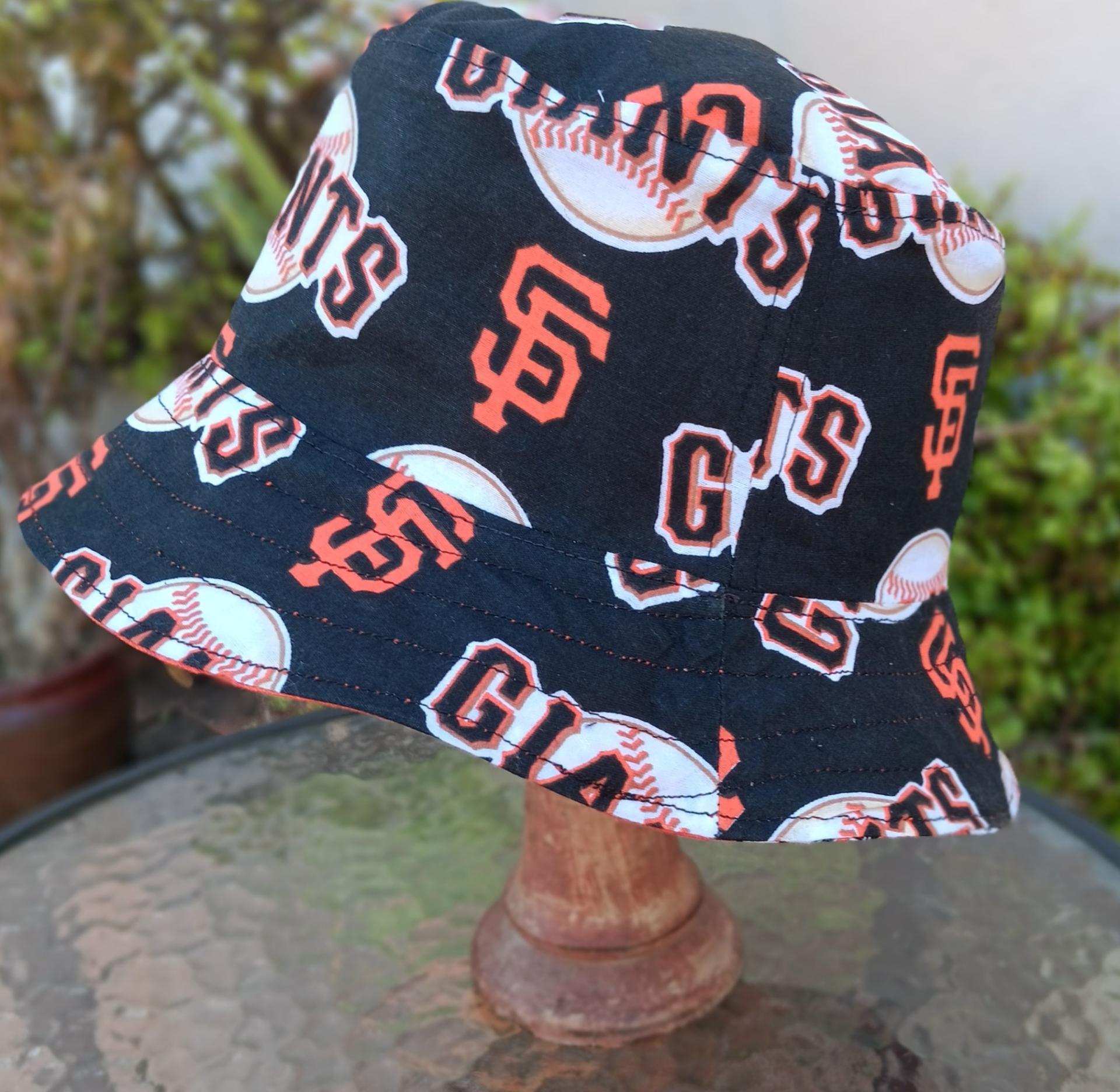 San Francisco Giants Bucket Hat, Handmade, Reversible, Sizes up to 4XL, fishing hat, sun hat, ponytail hat, floppy hat, orange & black, baseball